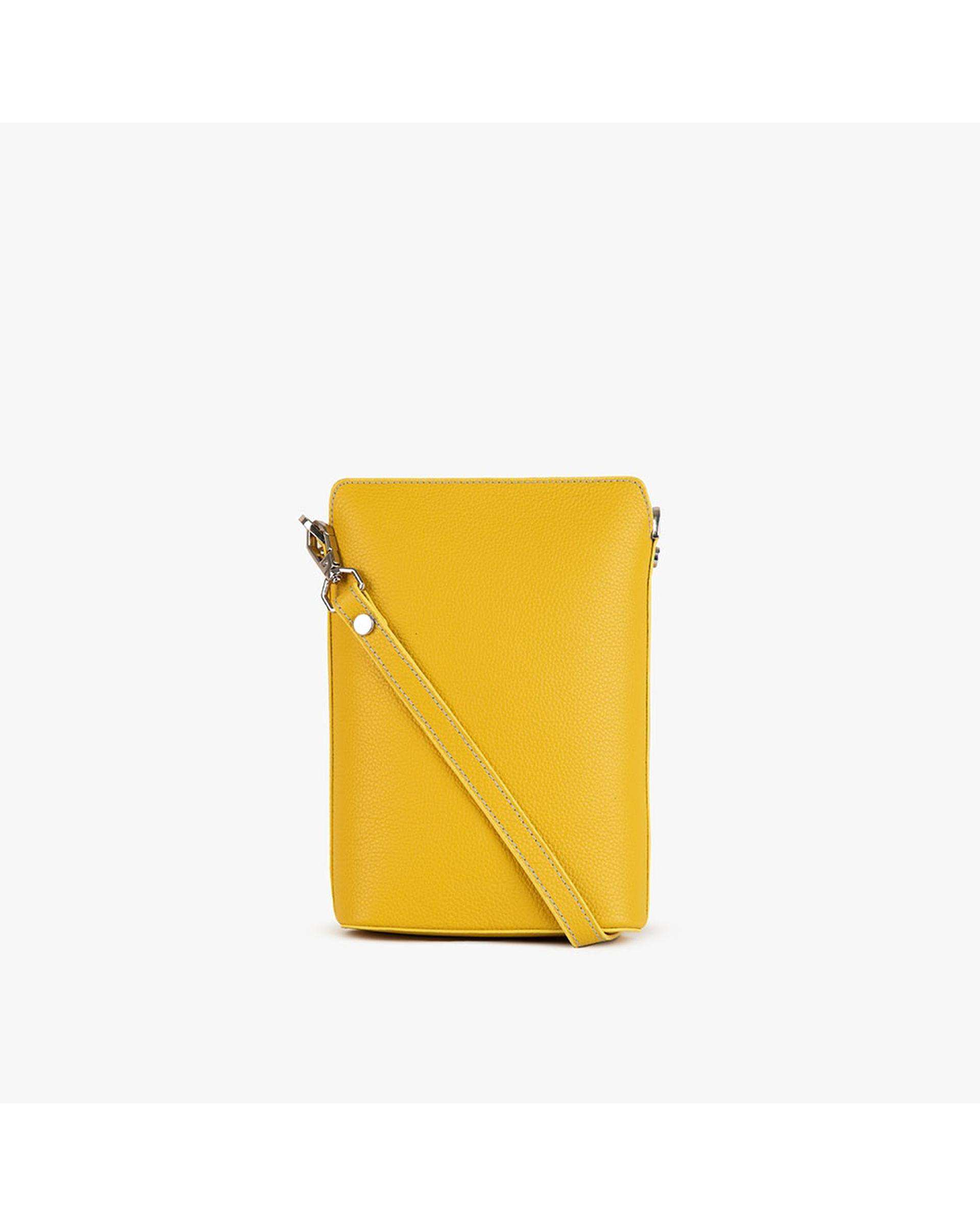 کیف چرم دوشی زنانه زرد برتونیکس Berttonix کد 4042