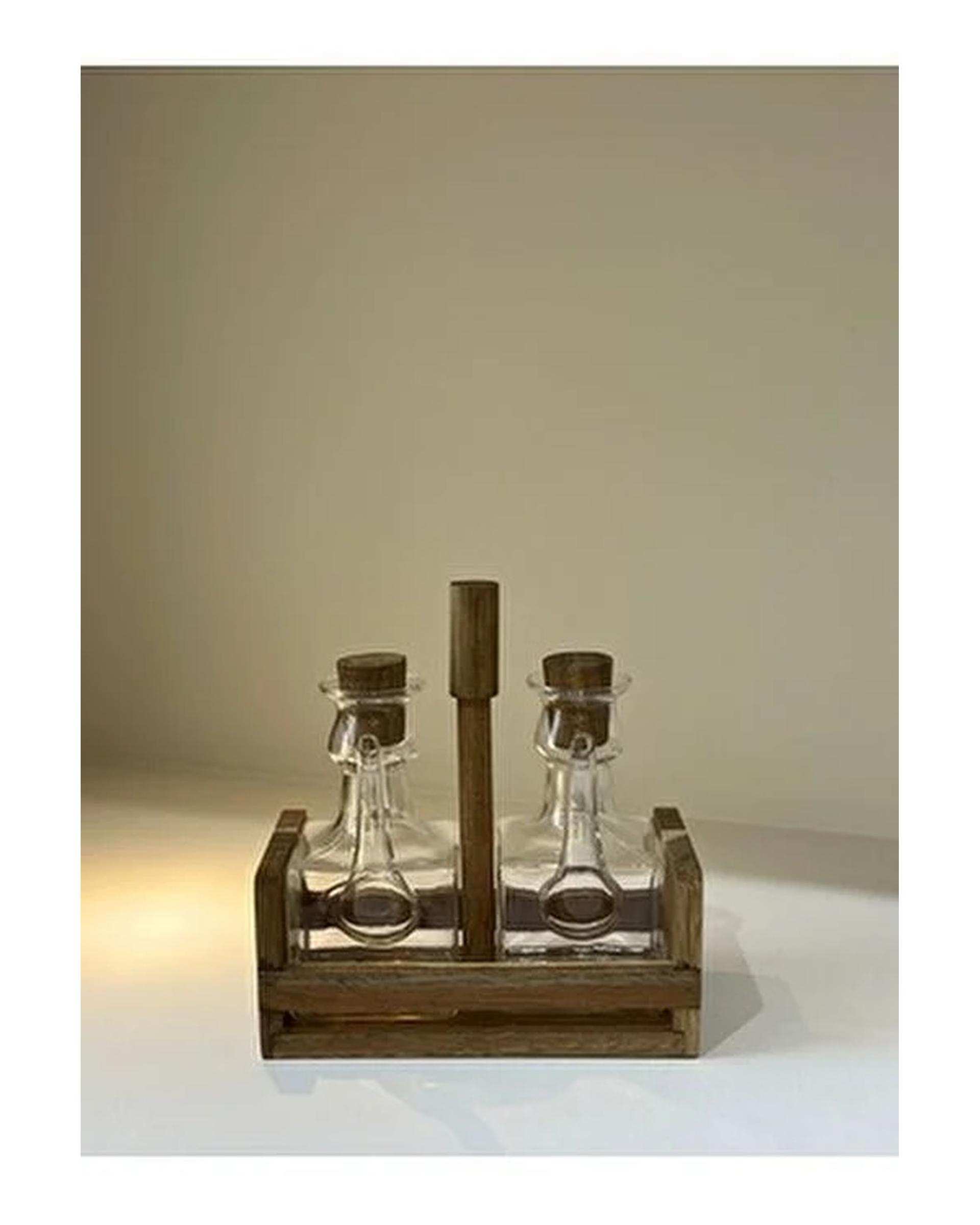 ست روغن ریز مکعبی 2 عددی به همراه استند چوبی