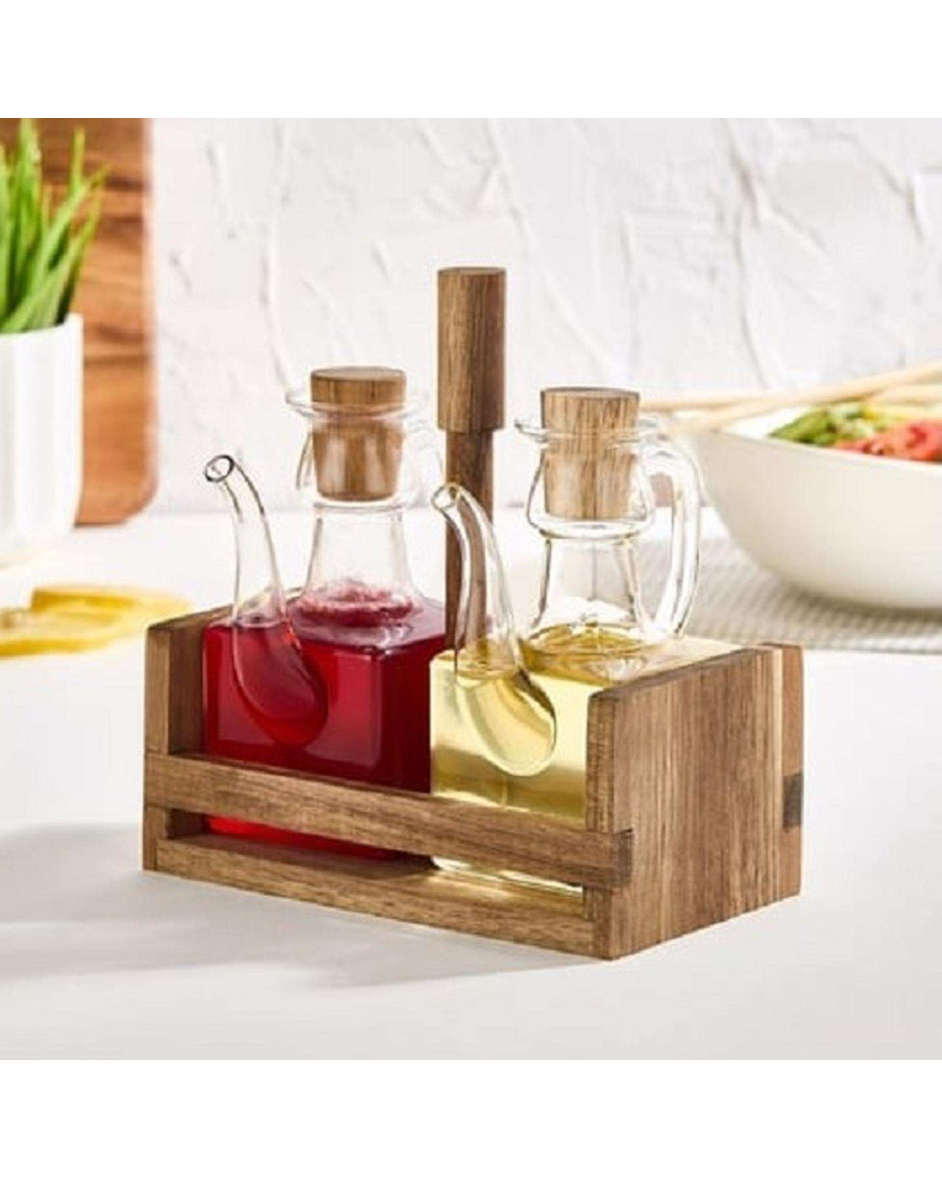 ست روغن ریز مکعبی 2 عددی به همراه استند چوبی