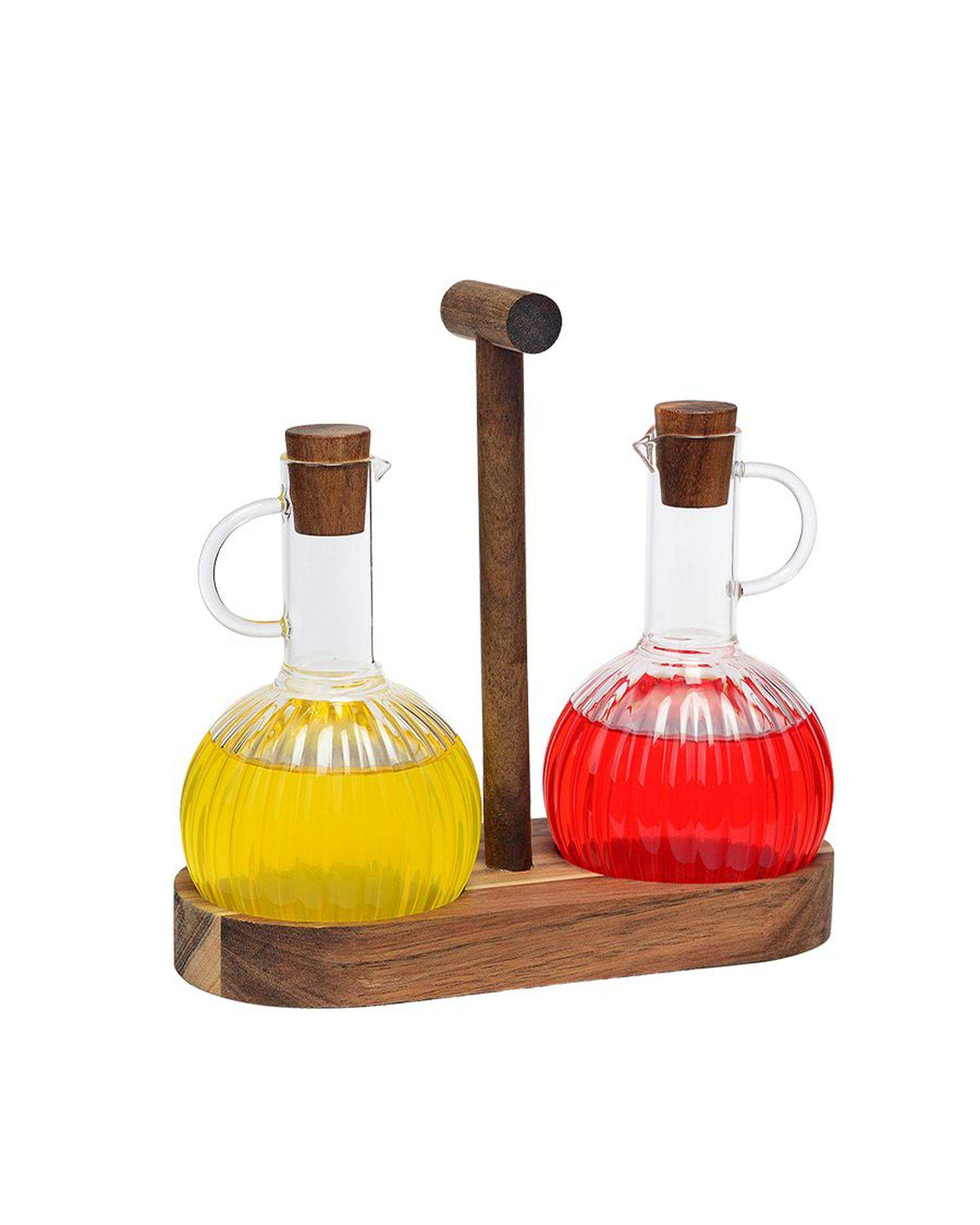 ست روغن ریز توپی 2 عددی به همراه استند چوبی