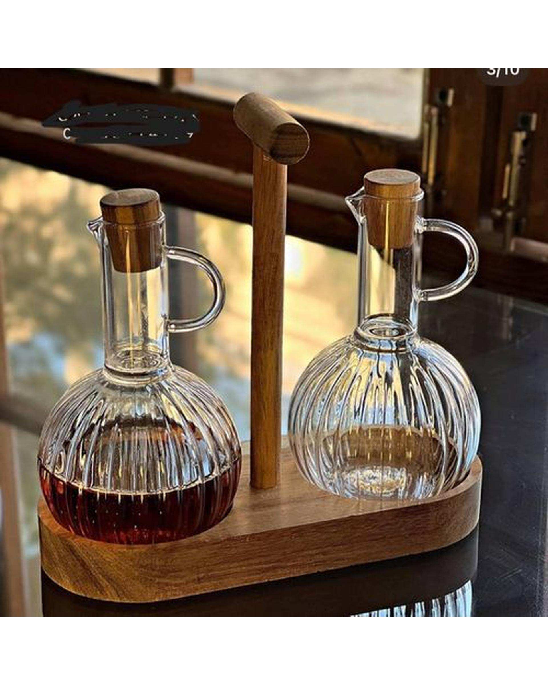 ست روغن ریز توپی 2 عددی به همراه استند چوبی