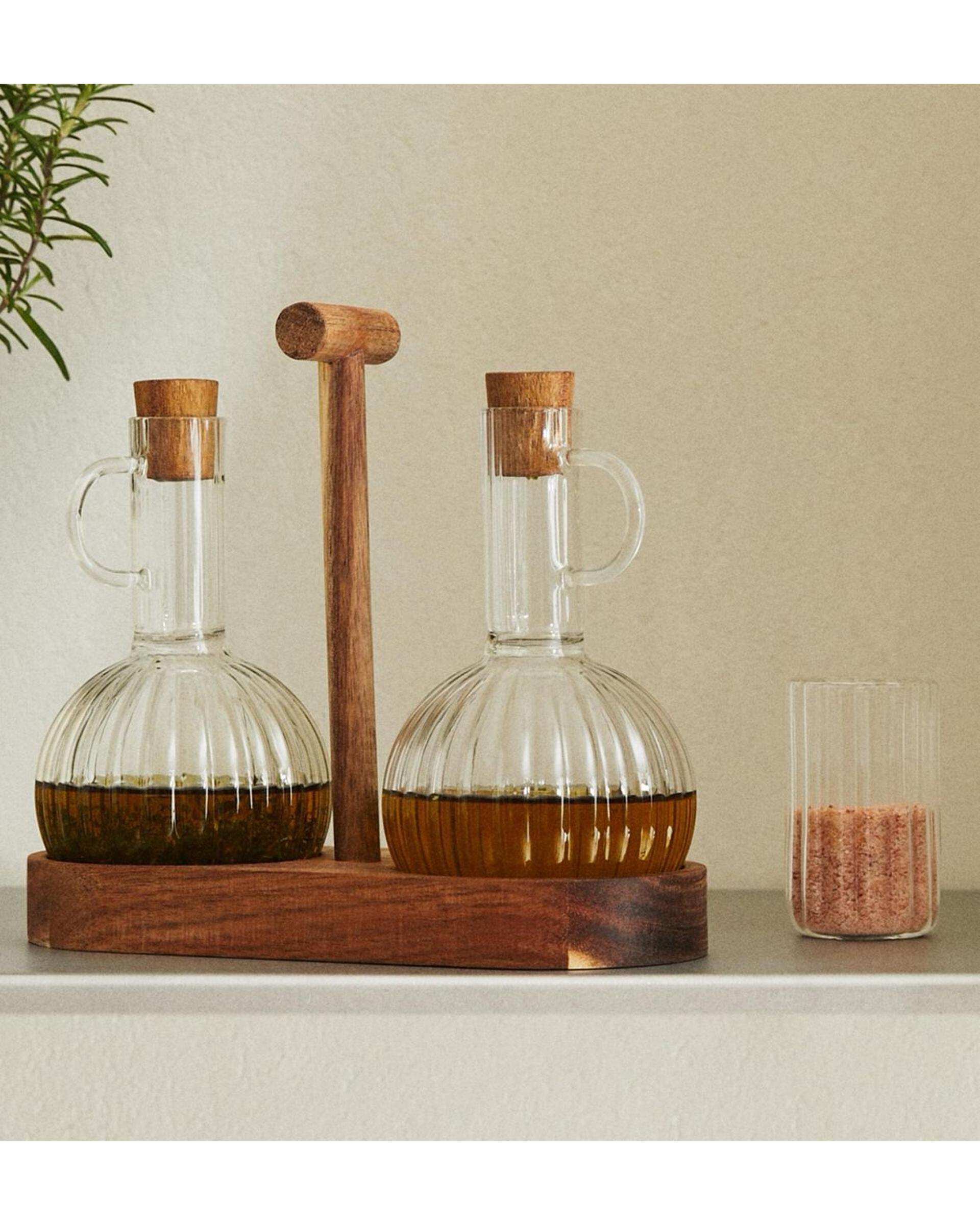 ست روغن ریز توپی 2 عددی به همراه استند چوبی