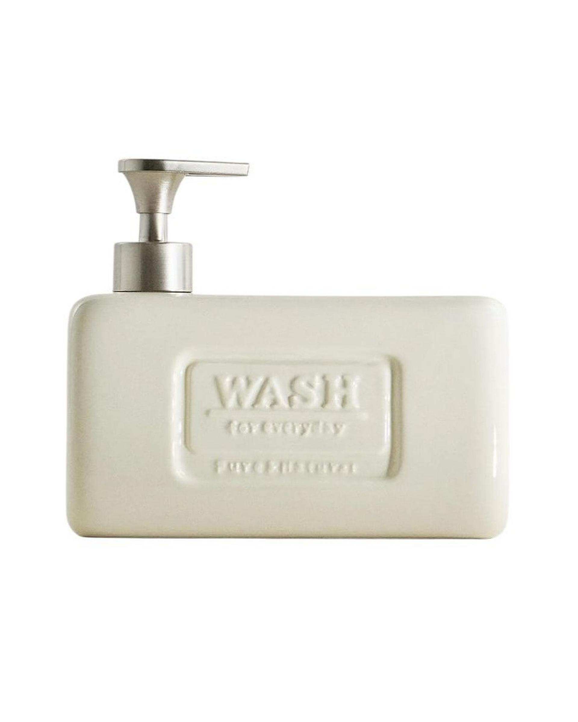 ست پمپ مایع ظرفشویی و جا اسکاچی سرامیکی کرم