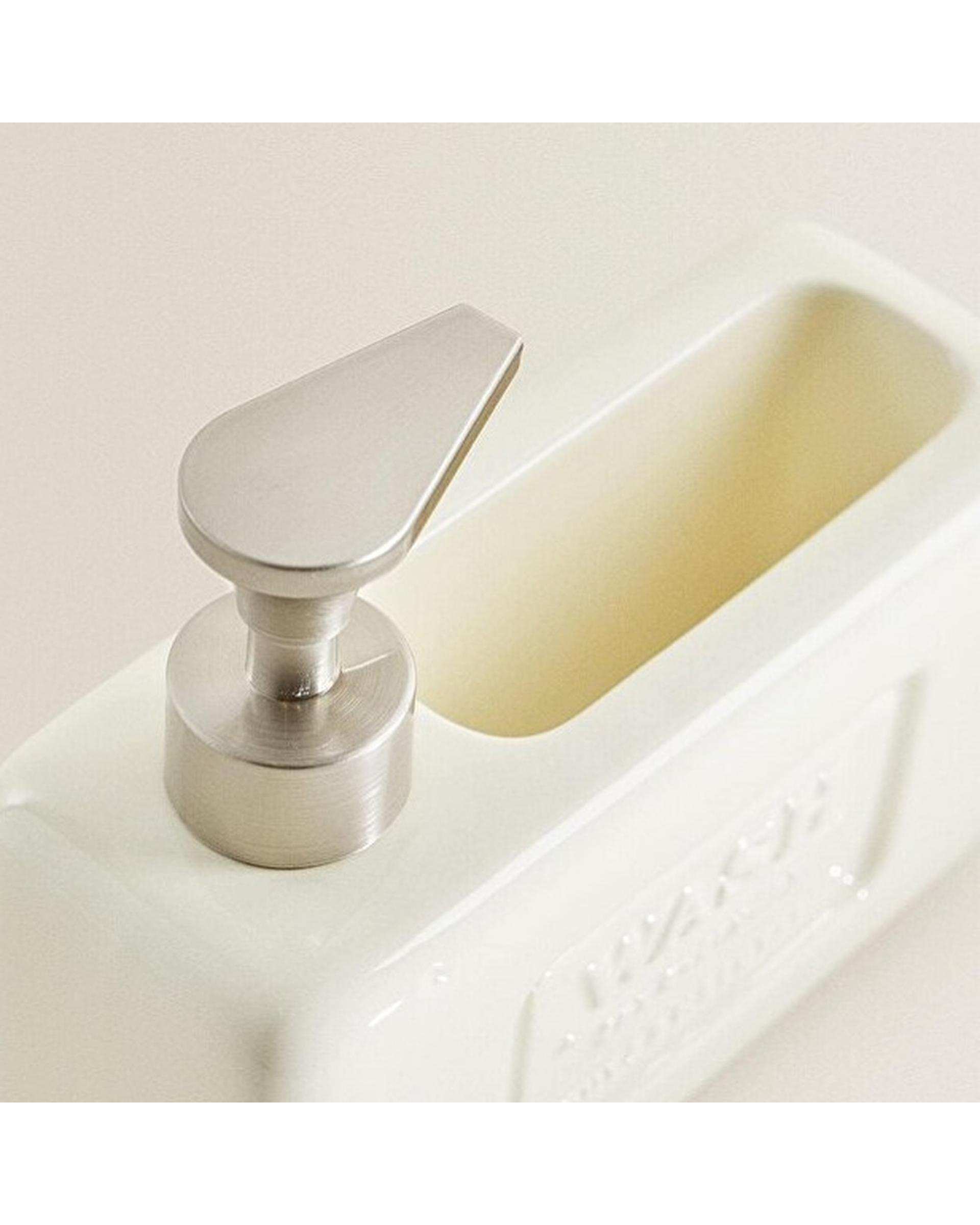 ست پمپ مایع ظرفشویی و جا اسکاچی سرامیکی کرم