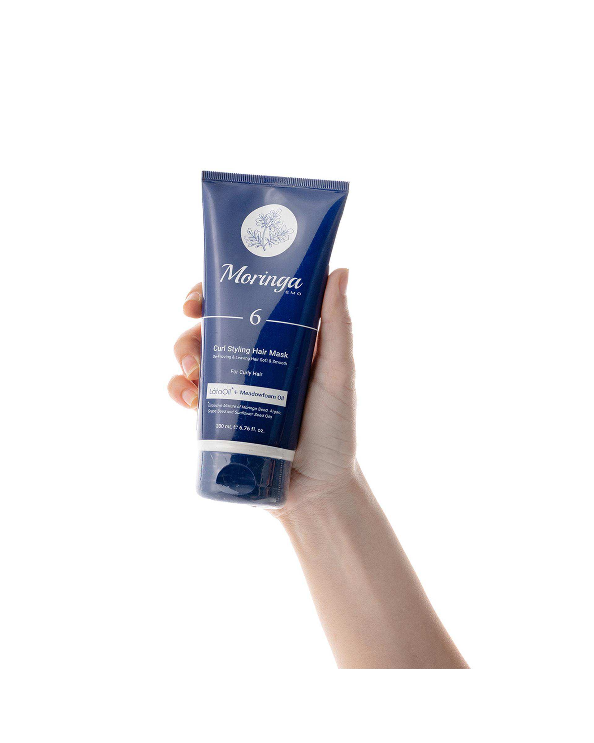 ماسک مو حالت دهنده موهای فر مورینگا امو Moringa Emo شماره 6 حجم 200ml