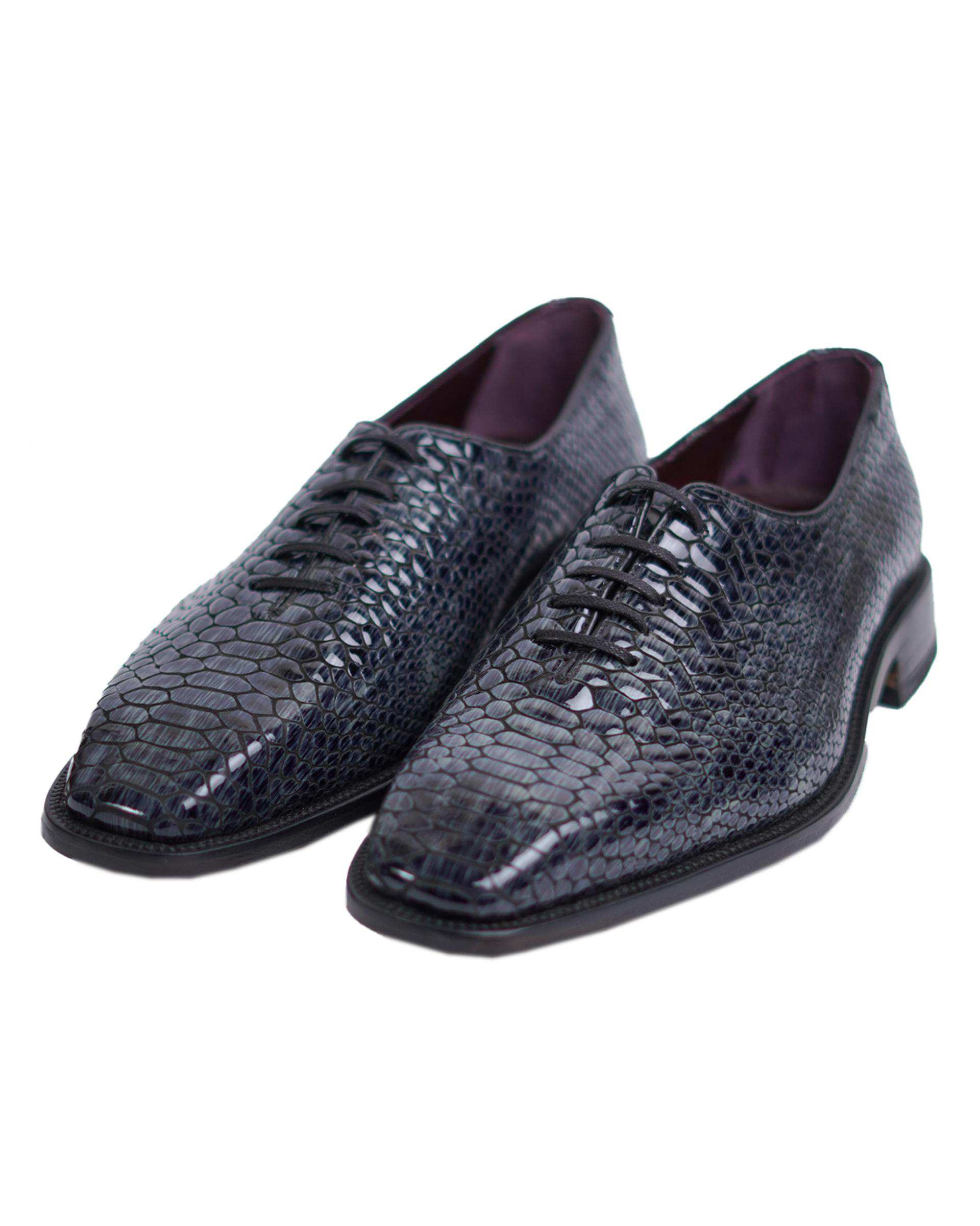 کفش چرم مردانه رسمی آکسفورد سرمه ای طوسی گابیانی Gabiani مدل نرسی کد N110