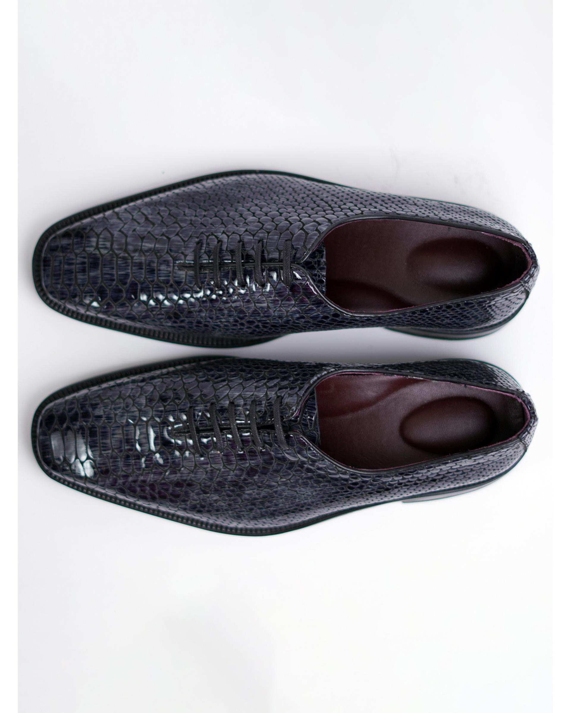 کفش چرم مردانه رسمی آکسفورد سرمه ای طوسی گابیانی Gabiani مدل نرسی کد N110