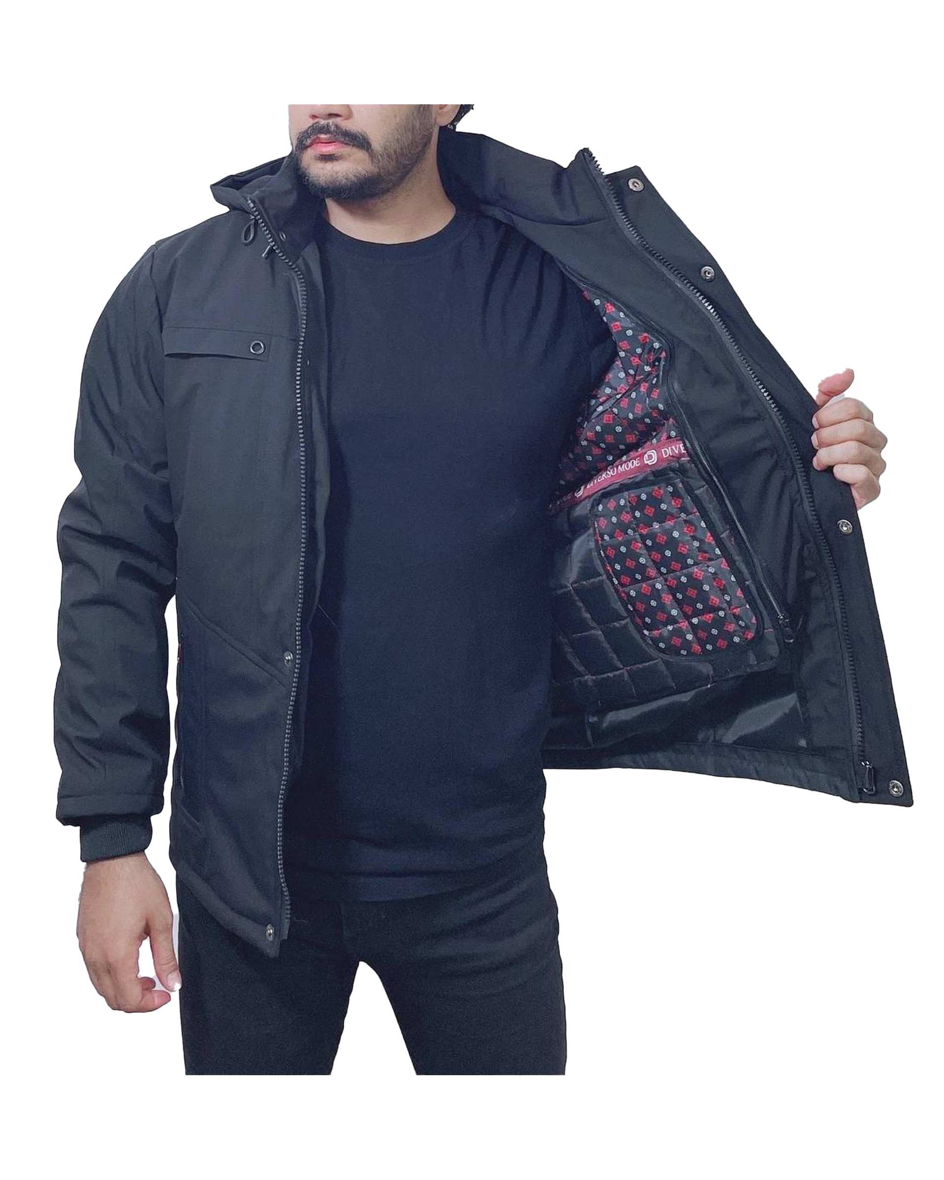 کاپشن مردانه دولایه مشکی دیورسو Diverso مدل لاینر کد 4805