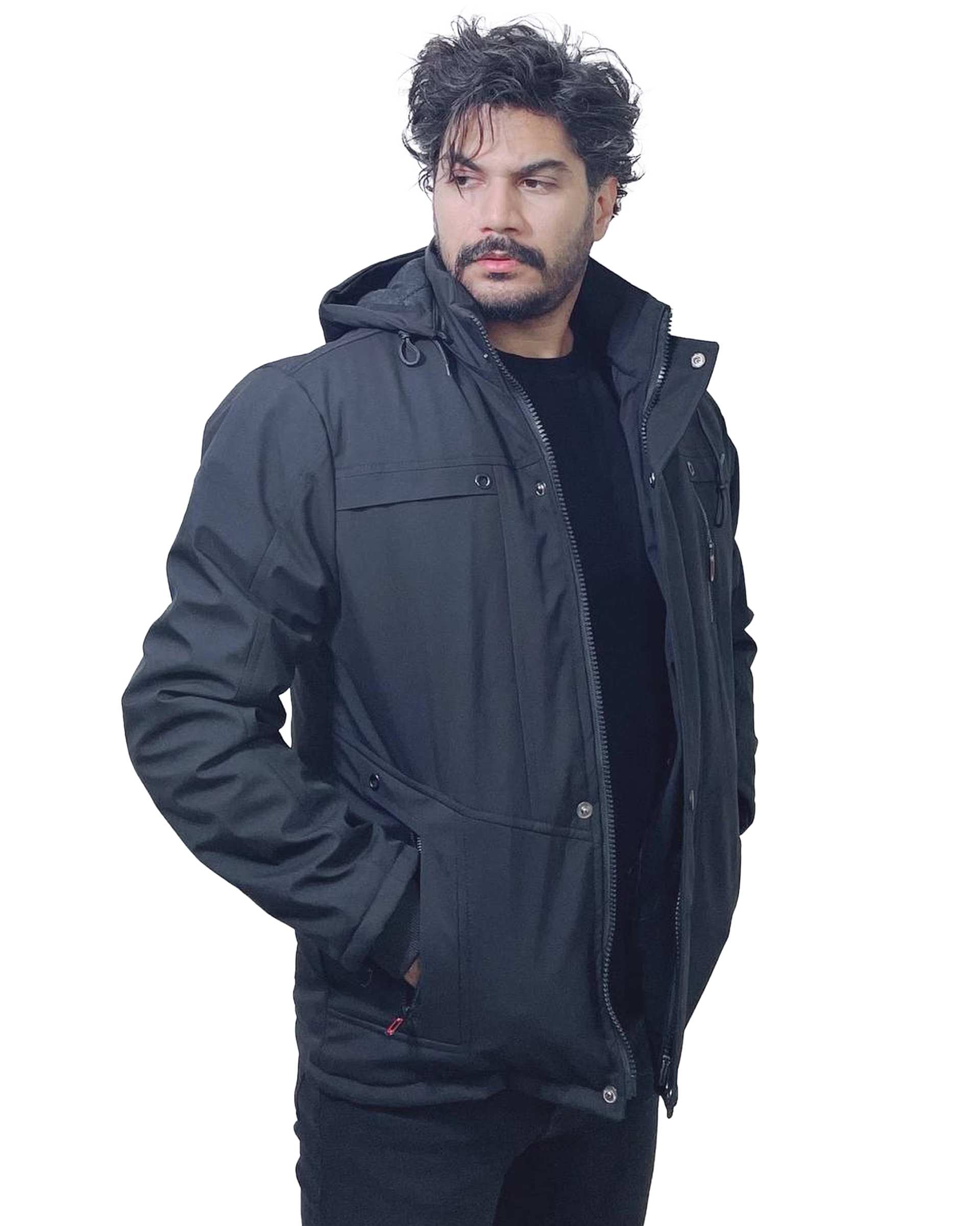 کاپشن مردانه دولایه مشکی دیورسو Diverso مدل لاینر کد 4805