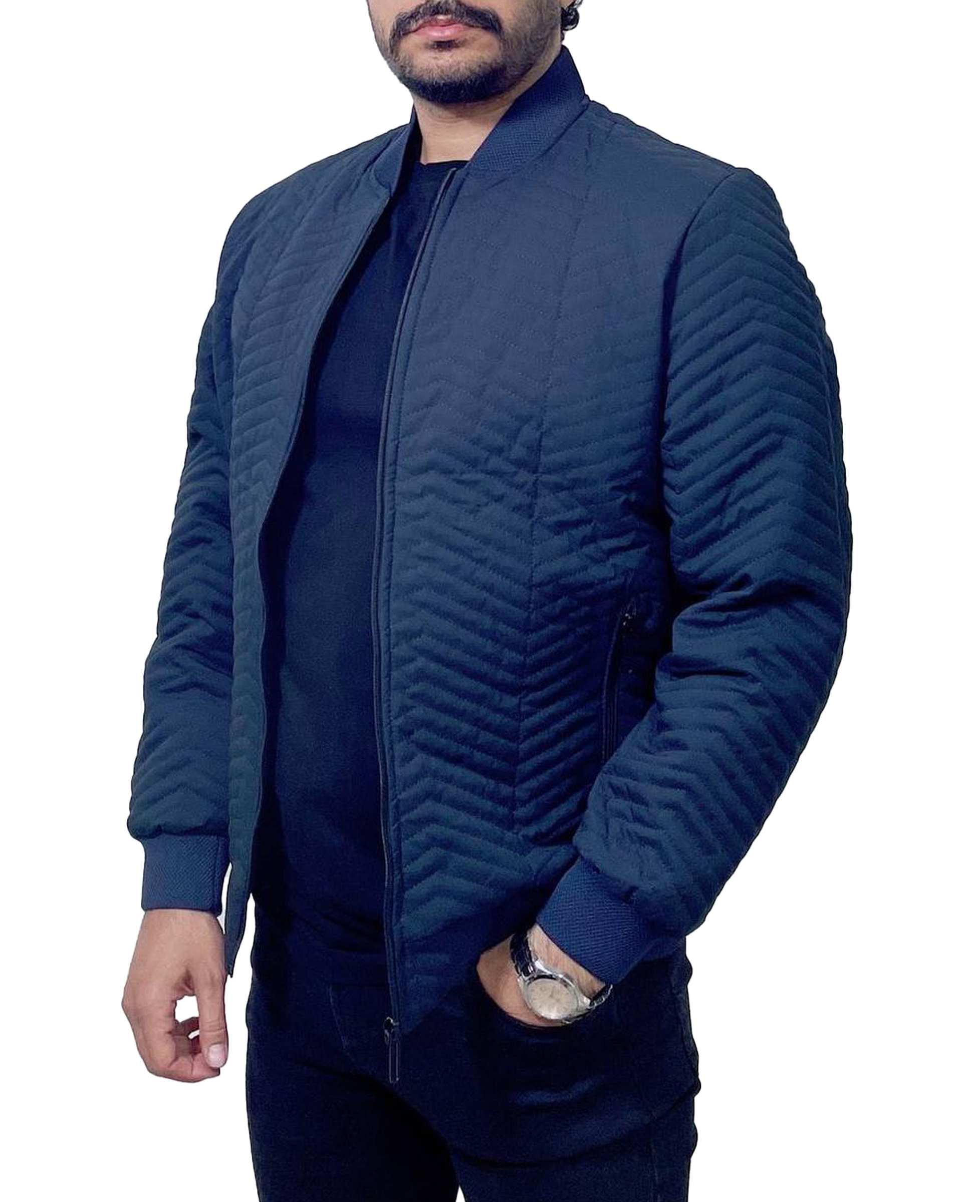 کاپشن مردانه پنبه دوزی سرمه ای دیورسو Diverso مدل خلبانی کد 4806