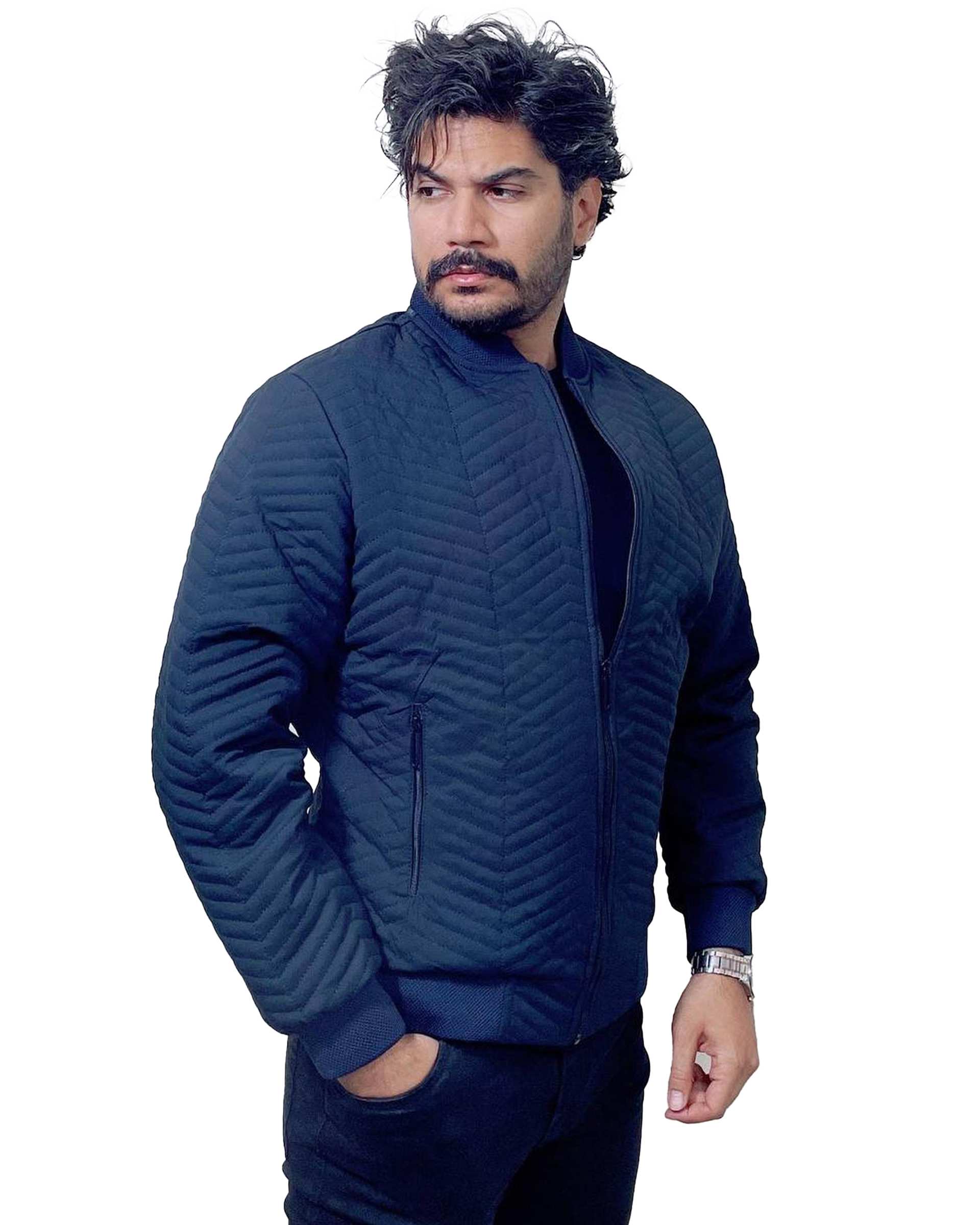 کاپشن مردانه پنبه دوزی سرمه ای دیورسو Diverso مدل خلبانی کد 4806