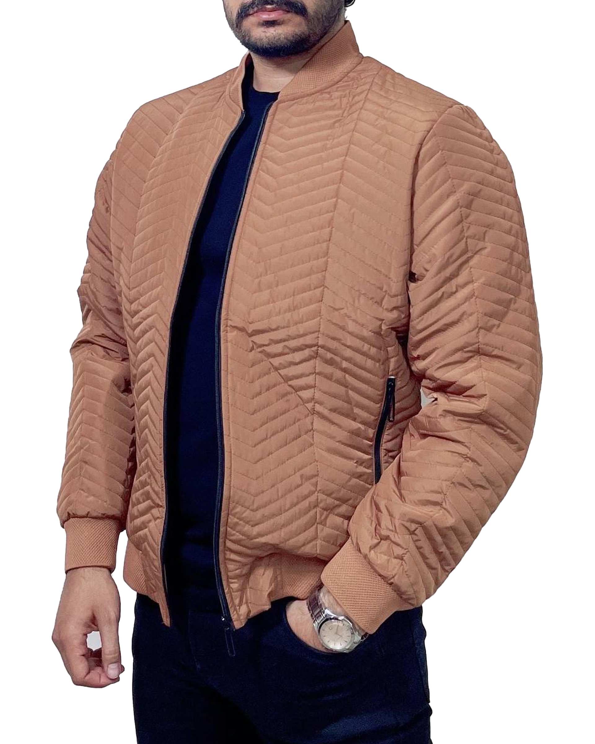 کاپشن مردانه پنبه دوزی آجری دیورسو Diverso مدل خلبانی کد 4807