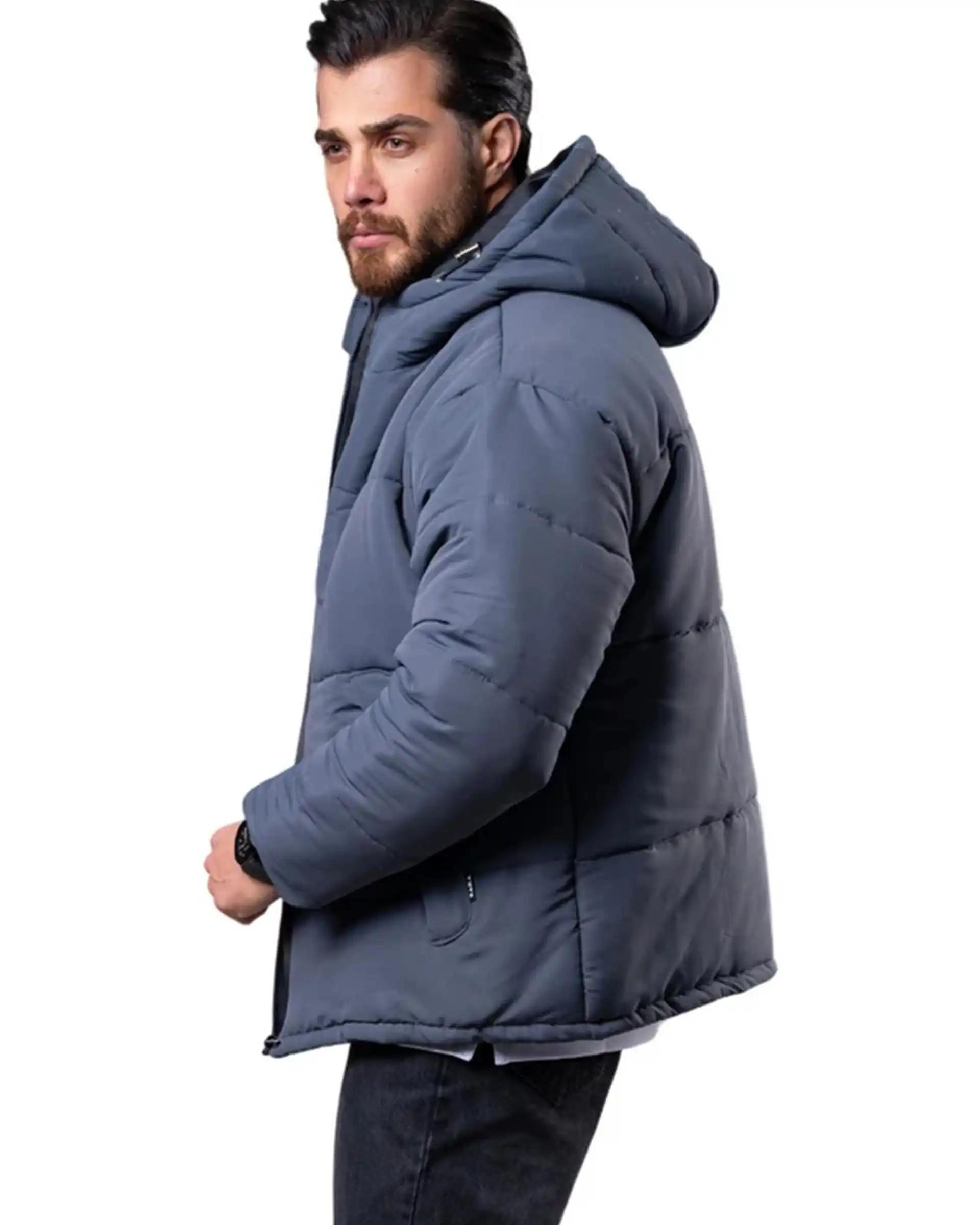 کاپشن مردانه کلاهدار طوسی تیره دیورسو Diverso کد 4809