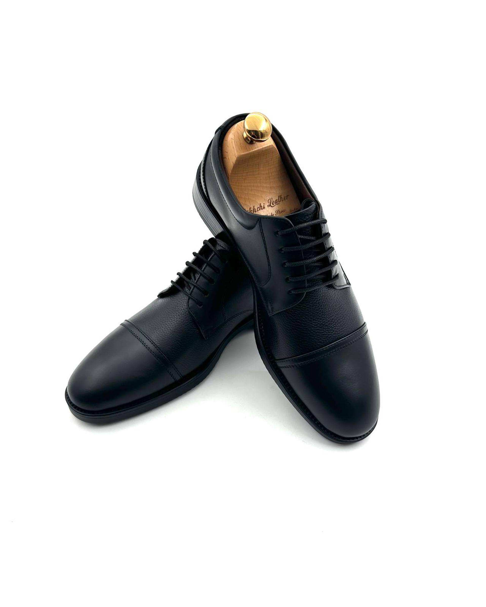 کفش چرم مردانه رسمی مشکی چرم میخچی Mikhchi Leather مدل G206