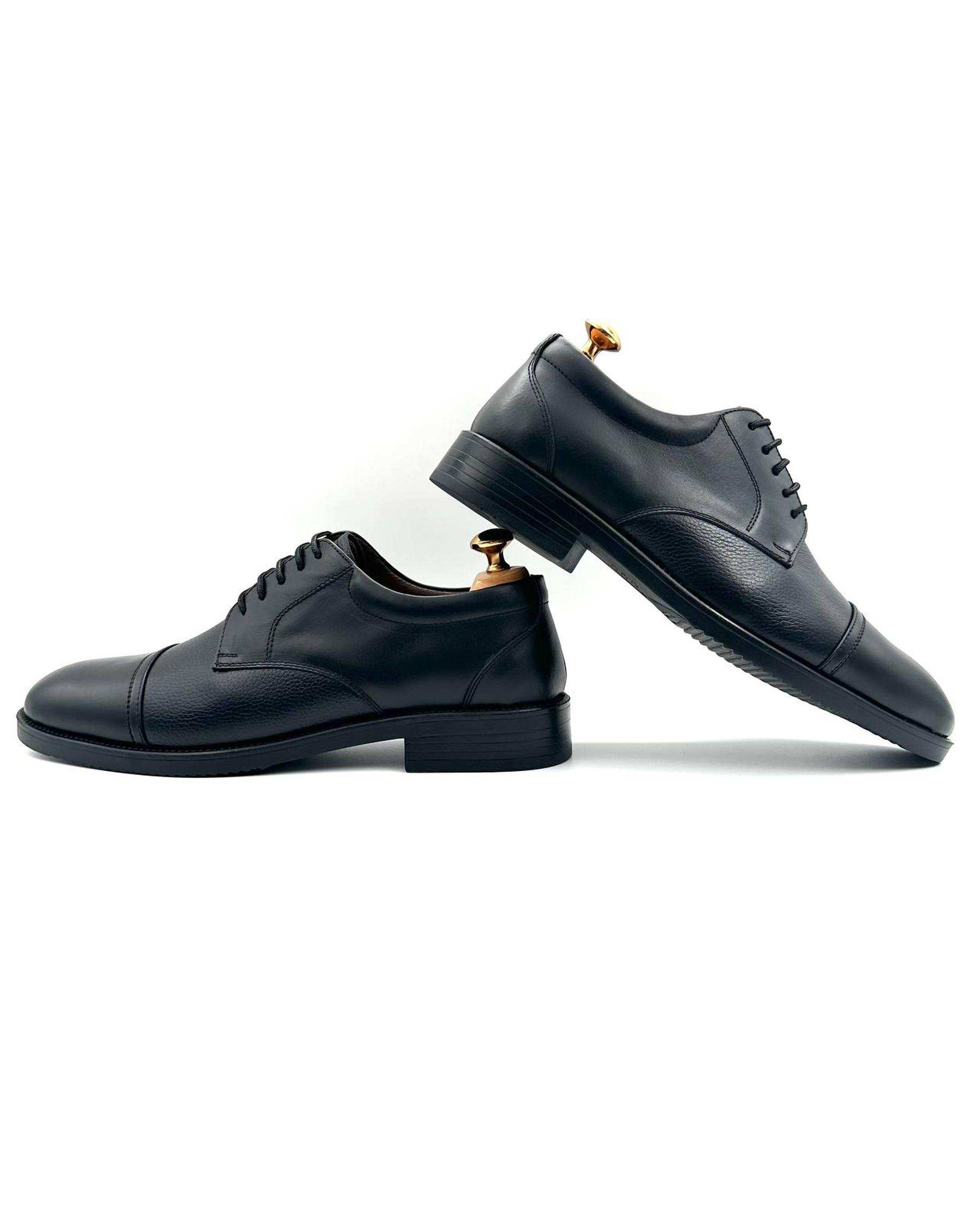 کفش چرم مردانه رسمی مشکی چرم میخچی Mikhchi Leather مدل G206