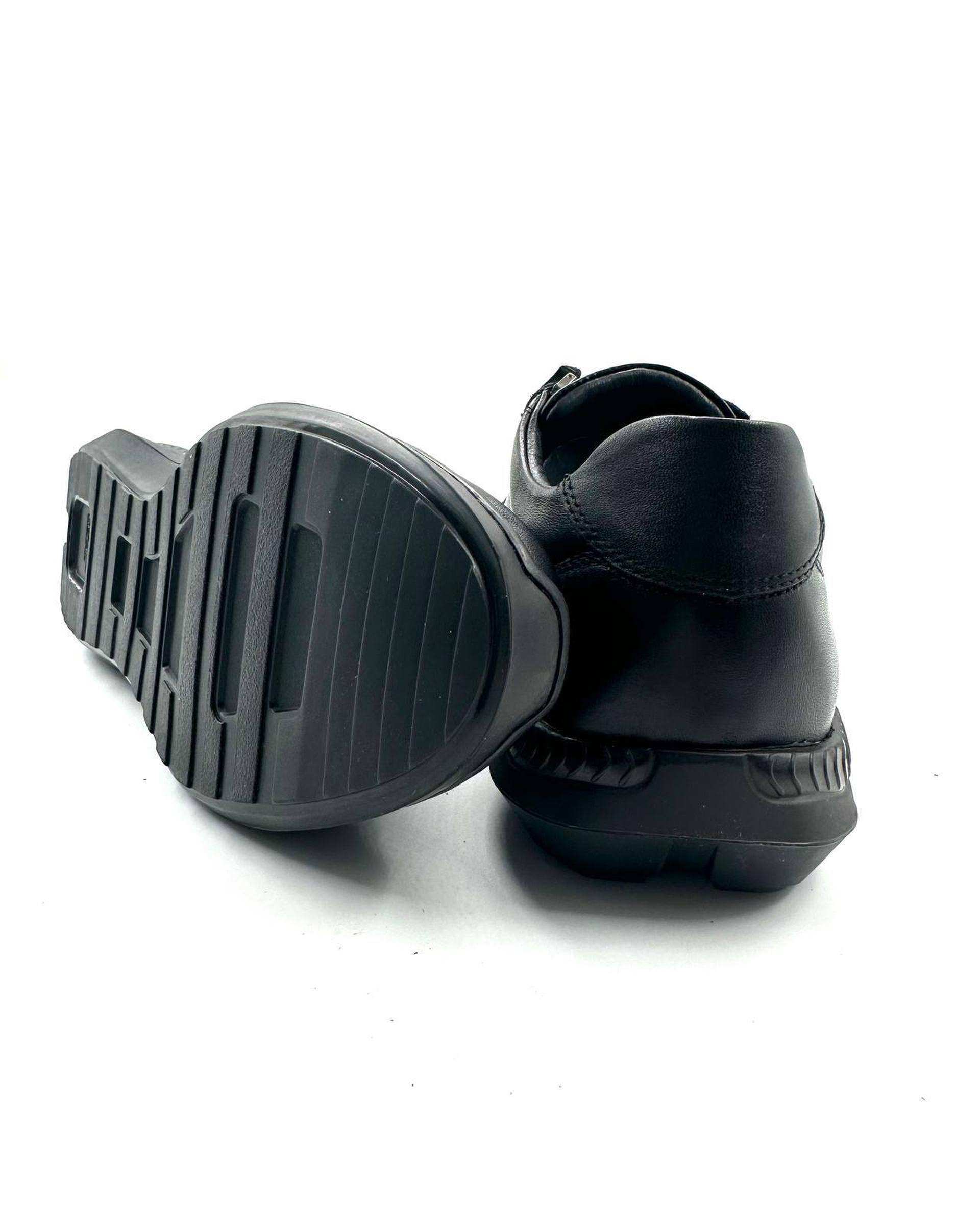 کفش چرم مردانه کژوال طبی مشکی چرم میخچی Mikhchi Leather مدل M82