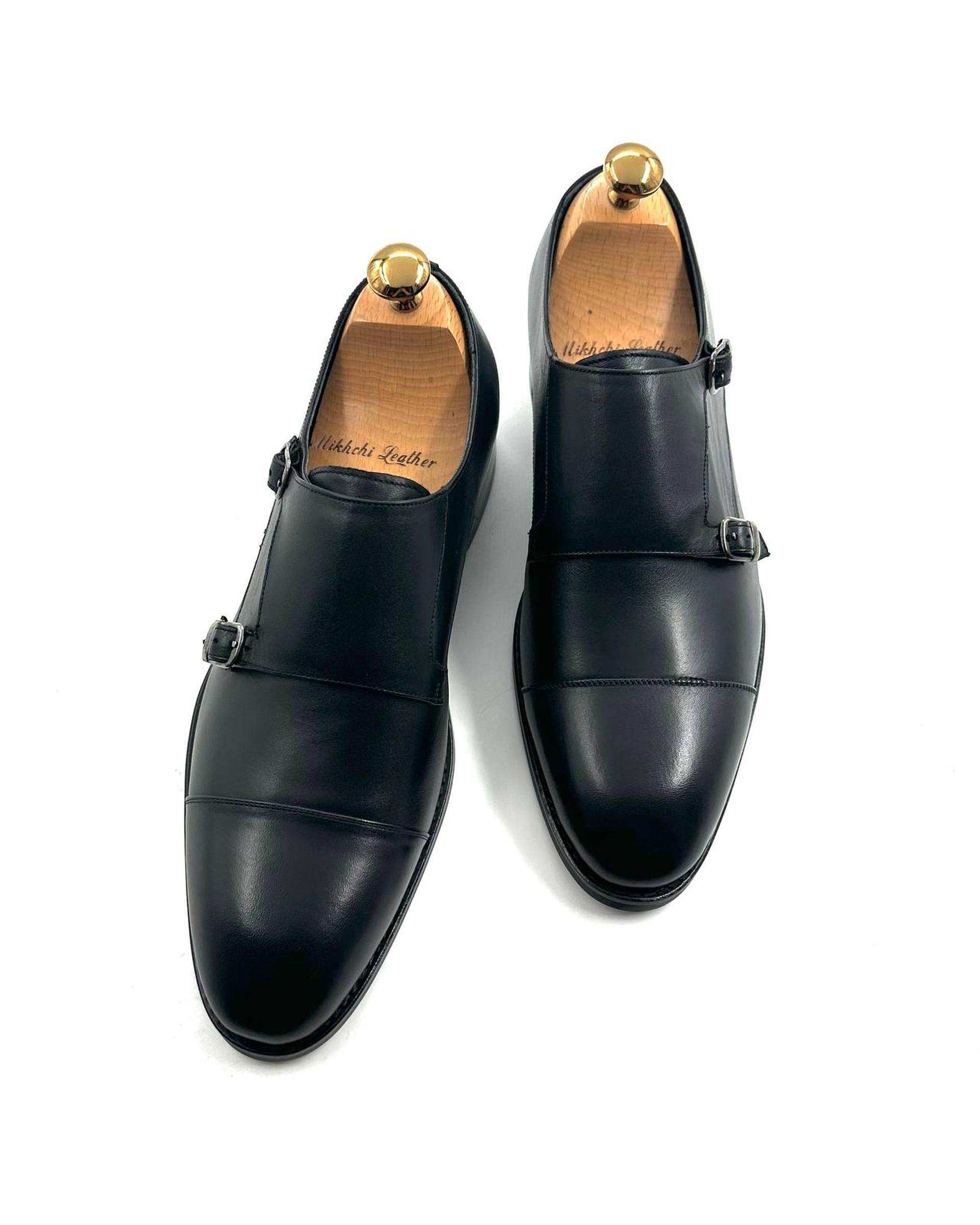 کفش چرم مردانه رسمی دست دوز مشکی چرم میخچی Mikhchi Leather مدل M115