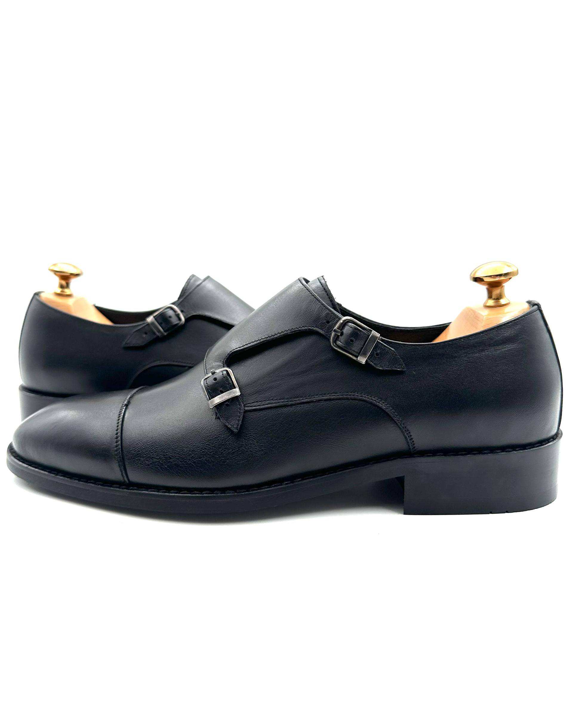 کفش چرم مردانه رسمی دست دوز مشکی چرم میخچی Mikhchi Leather مدل M115