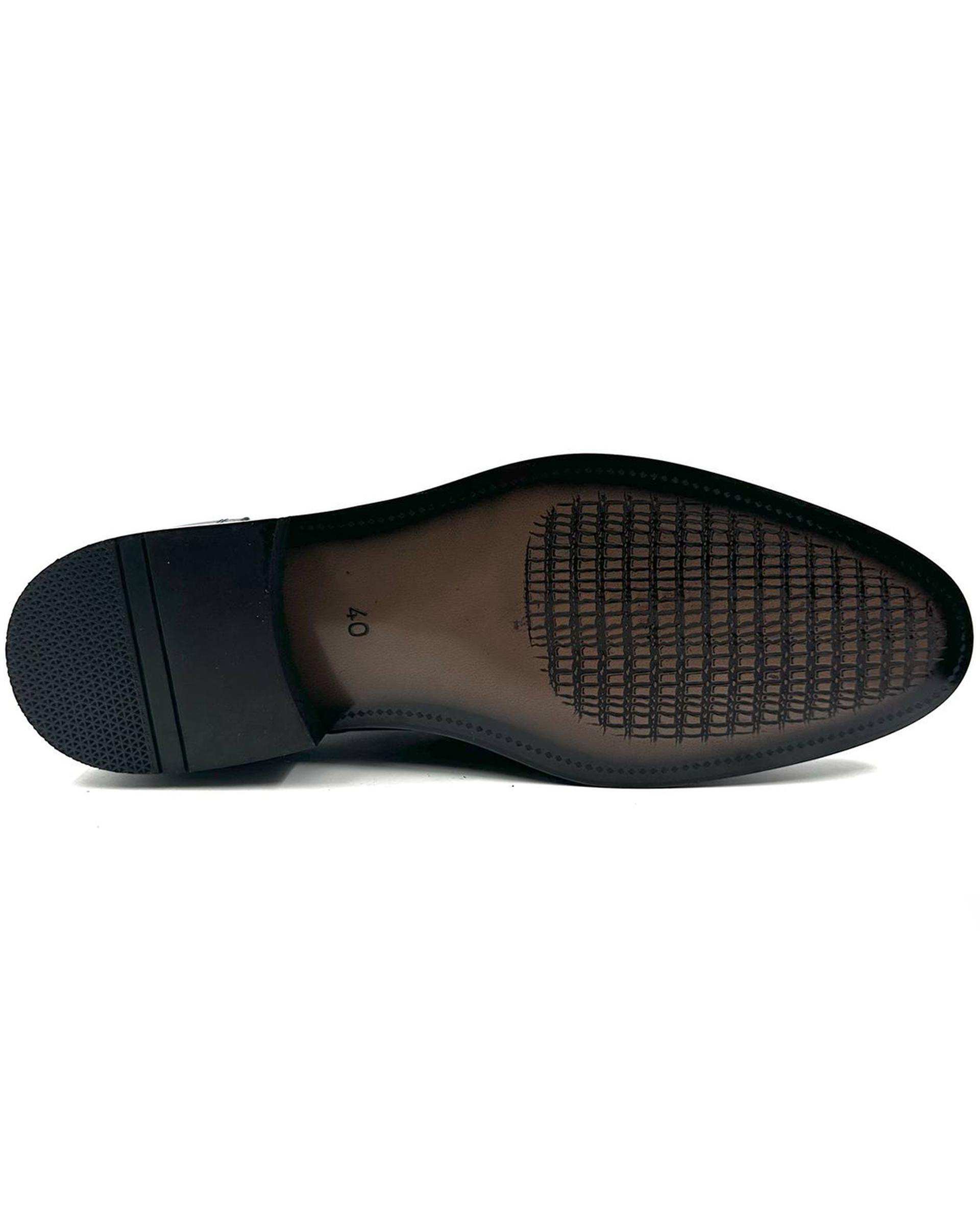 کفش چرم مردانه رسمی دست دوز مشکی چرم میخچی Mikhchi Leather مدل M115