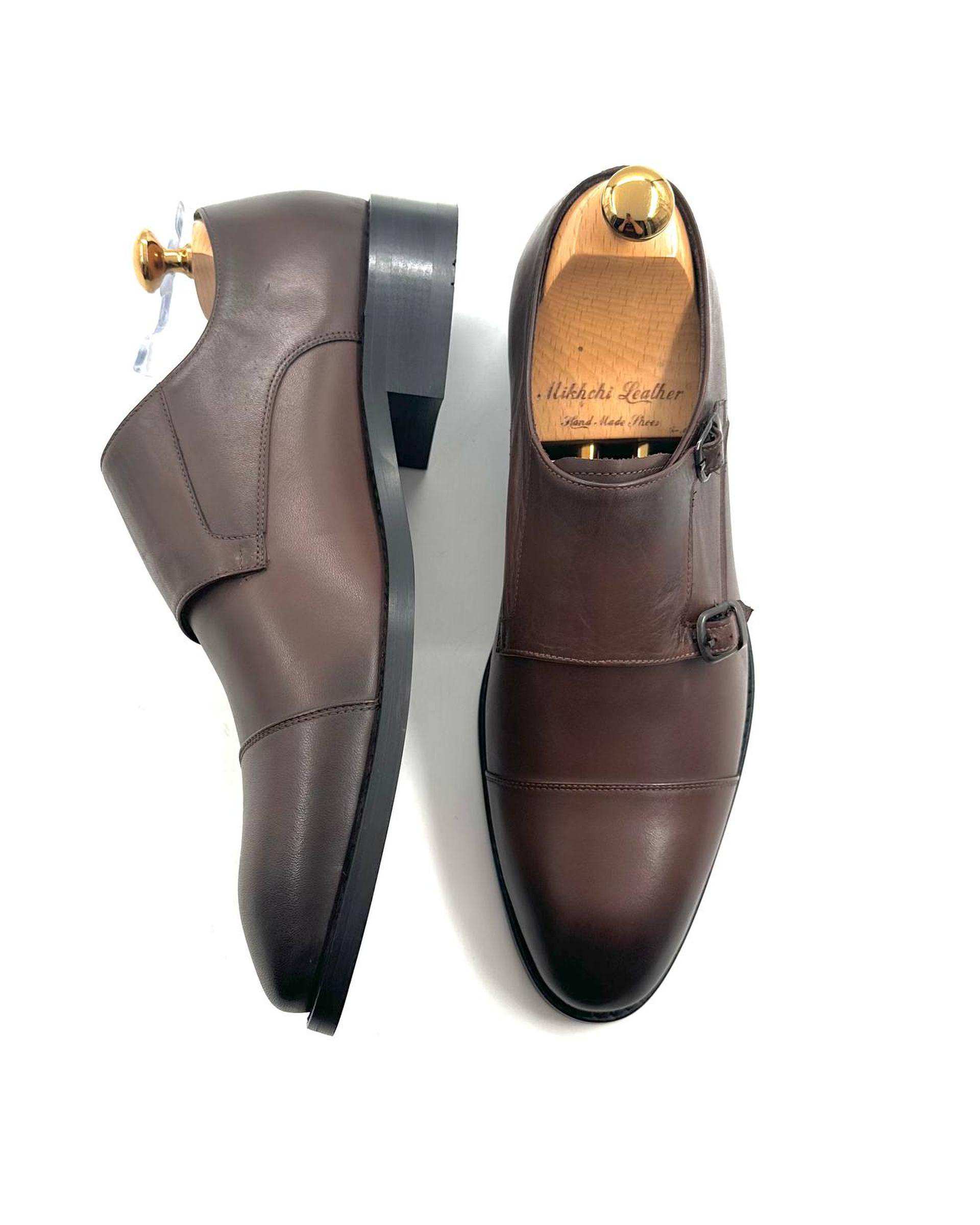 کفش چرم مردانه رسمی دست دوز قهوه ای چرم میخچی Mikhchi Leather مدل M115