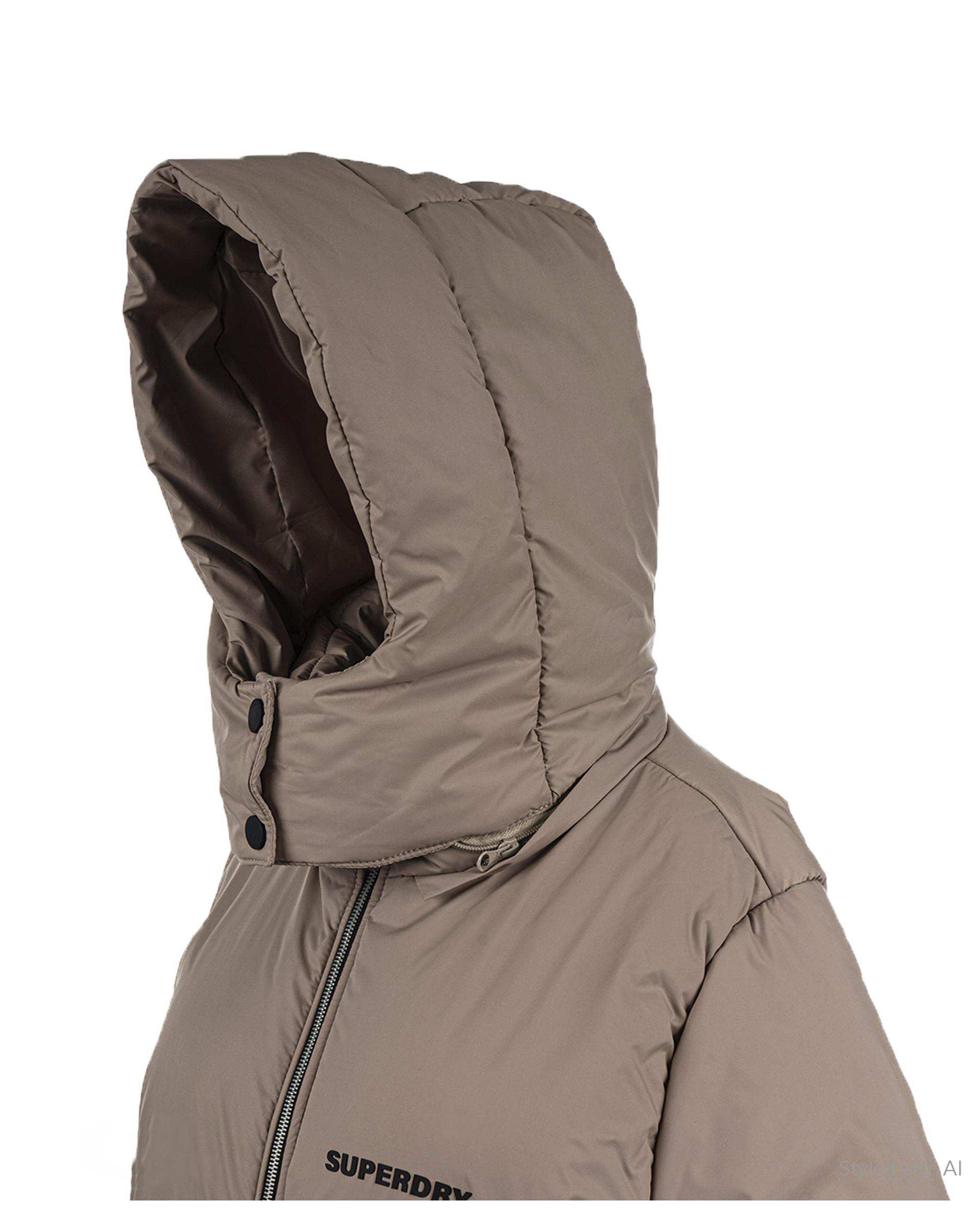 کاپشن بلند زنانه کلاه دار کرم سوپردرای Superdry کد 6616007