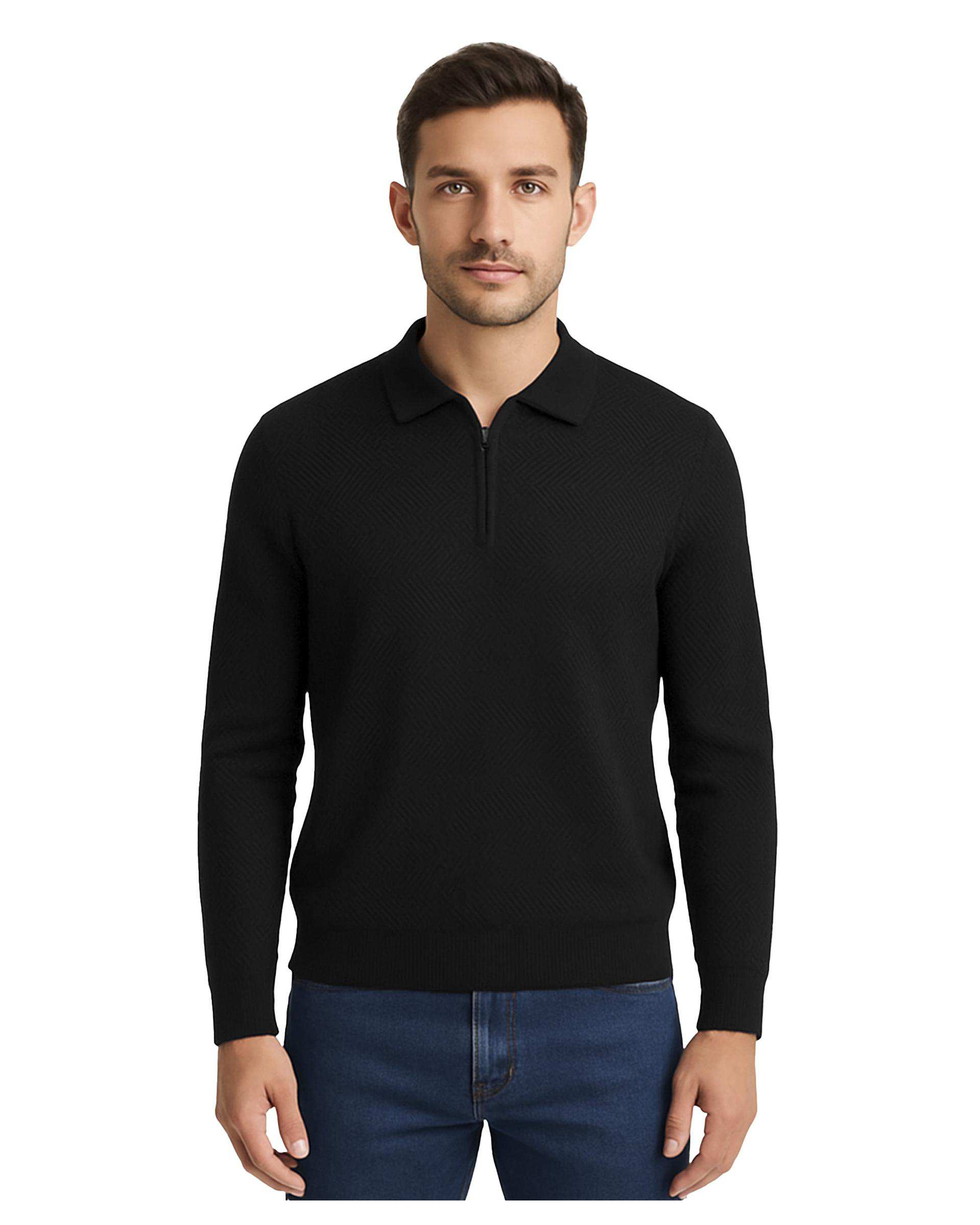 پلیور مردانه نیم زیپ مشکی سوپردرای Superdry کد 7626005