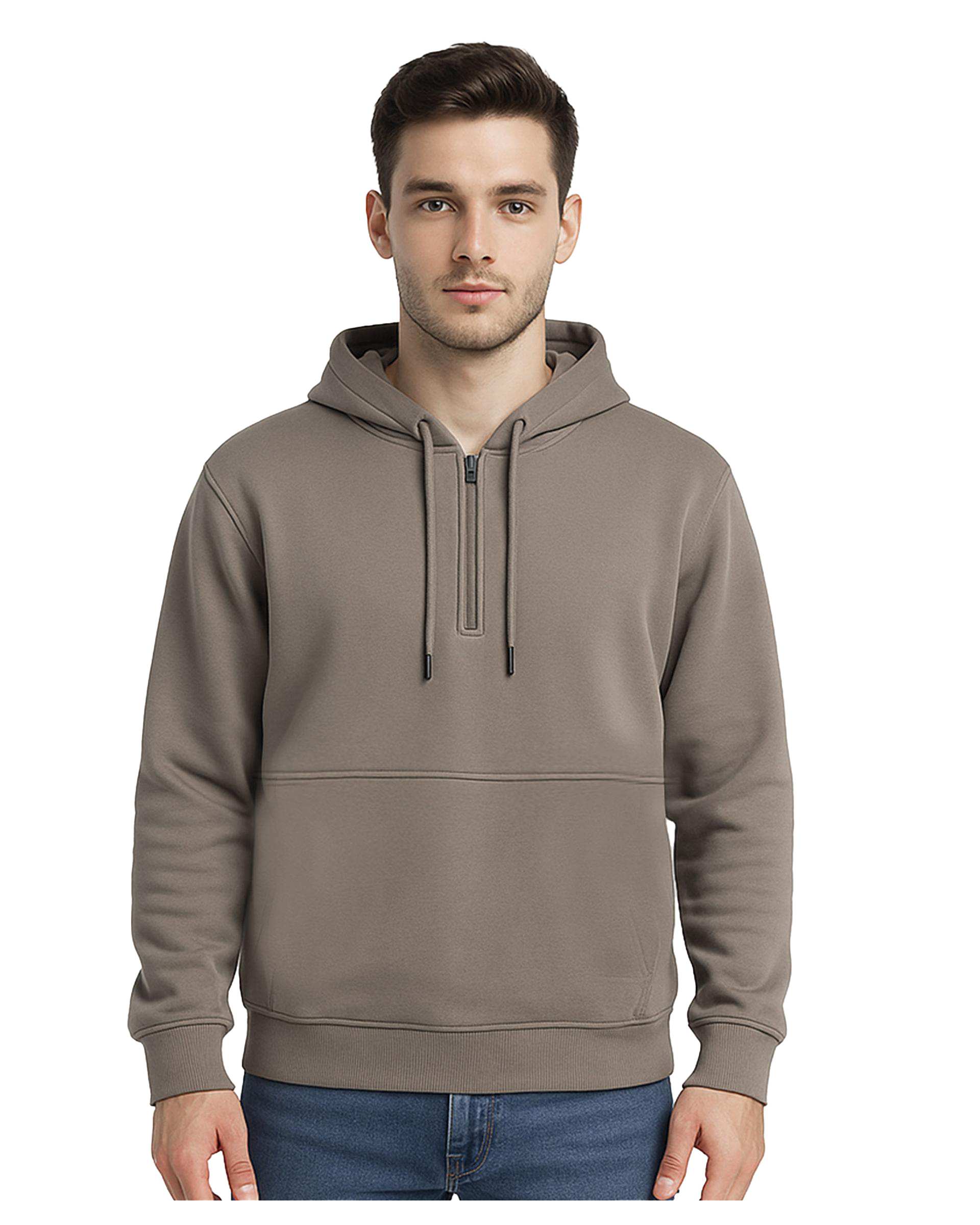 هودی مردانه کلاه دار نیم زیپ طوسی روشن سوپردرای Superdry کد 7626009