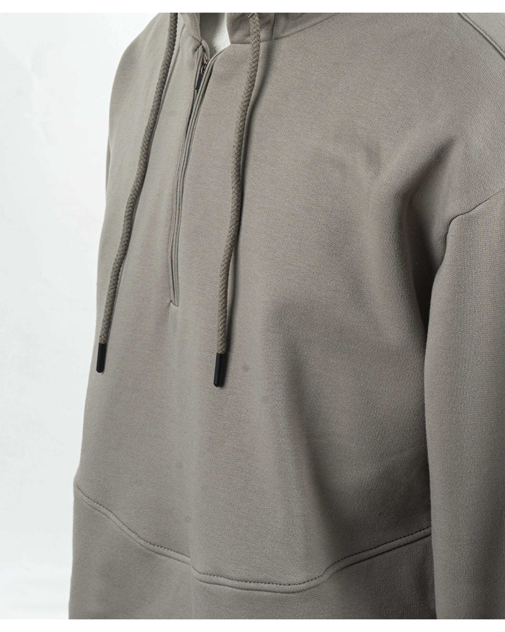 هودی مردانه کلاه دار نیم زیپ طوسی روشن سوپردرای Superdry کد 7626009