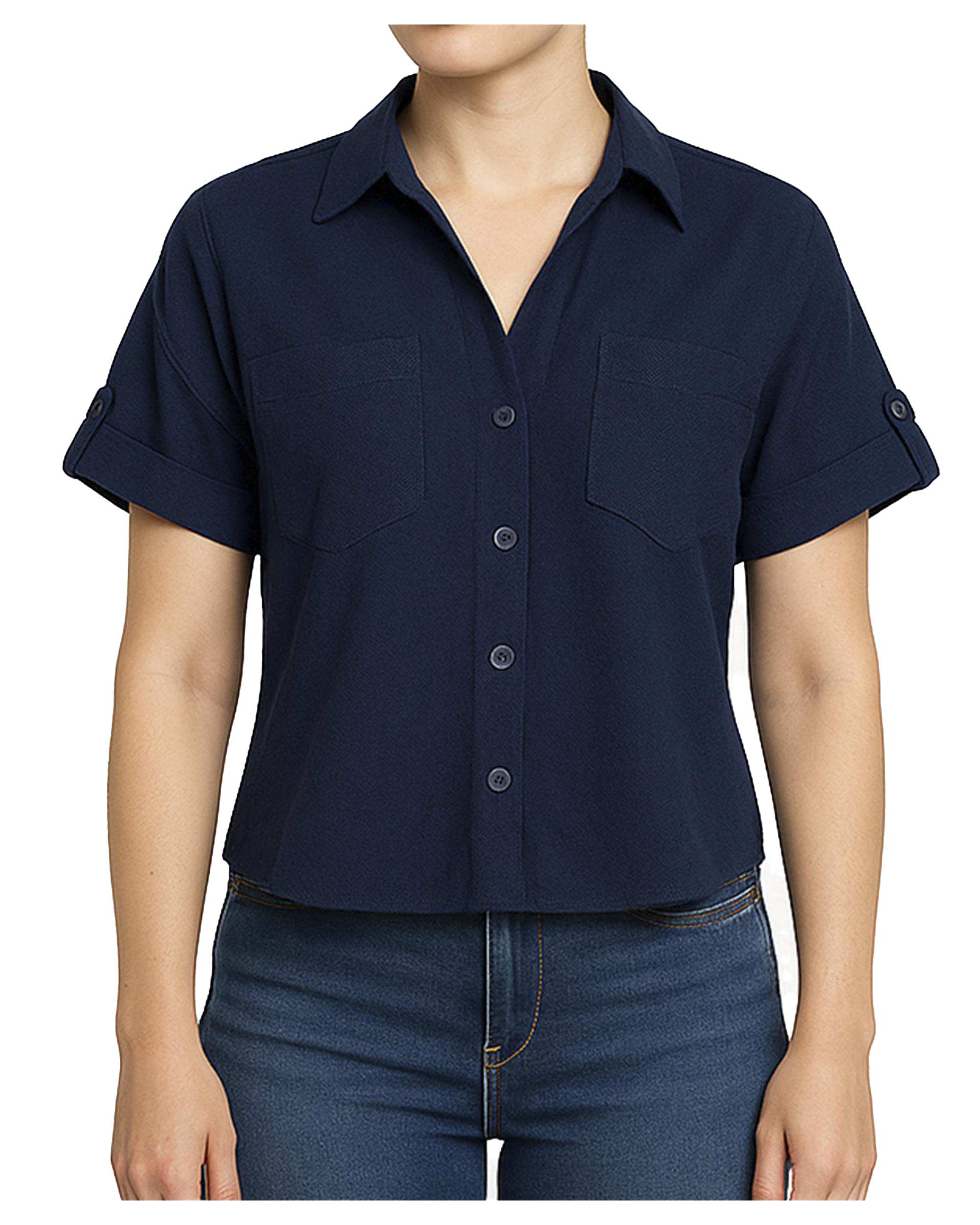 شومیز زنانه آستین کوتاه سرمه ای سوپردرای Superdry کد W13S53304C