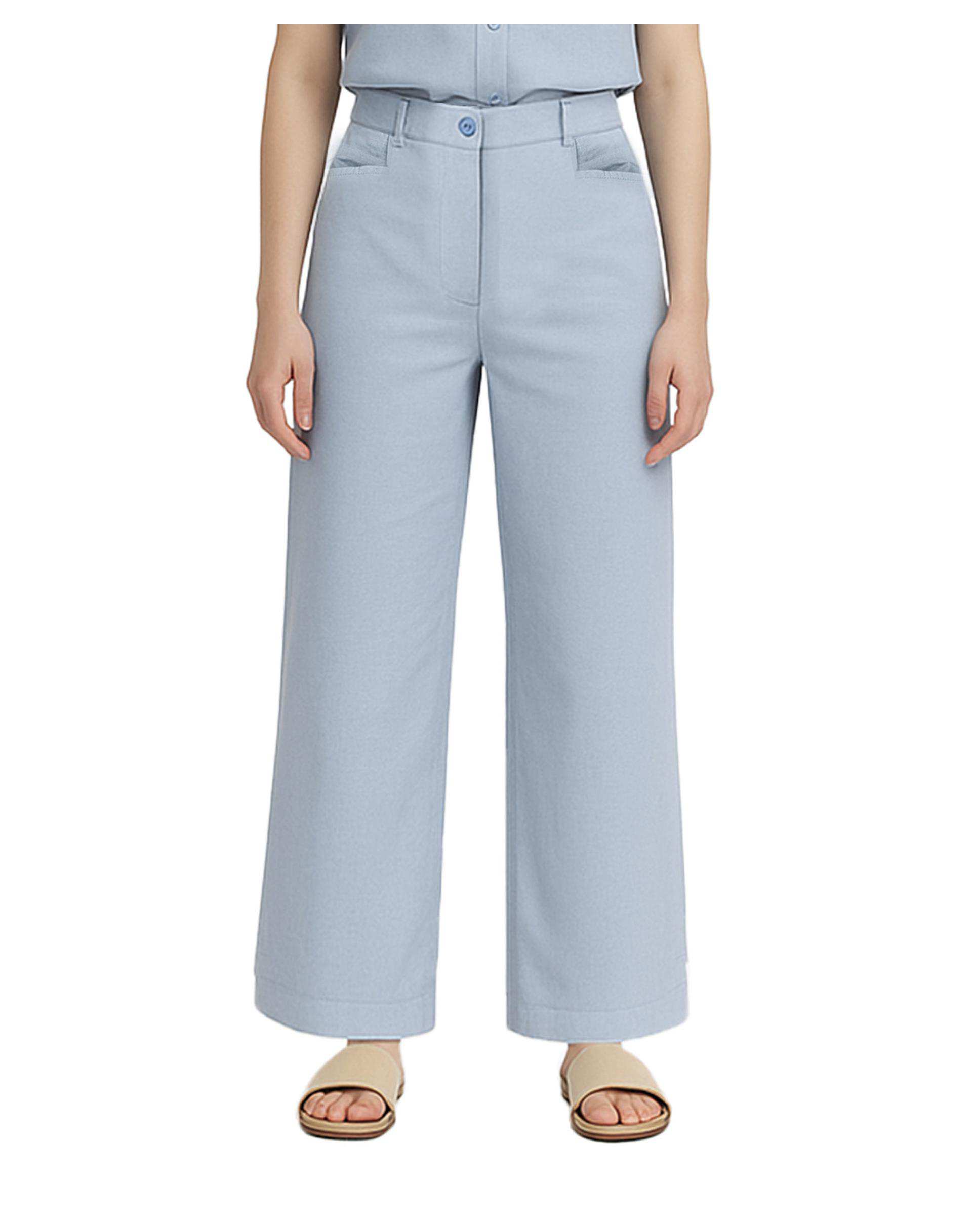 شلوار زنانه نیم بگ لینن آبی سوپردرای Superdry کد W17S52802N