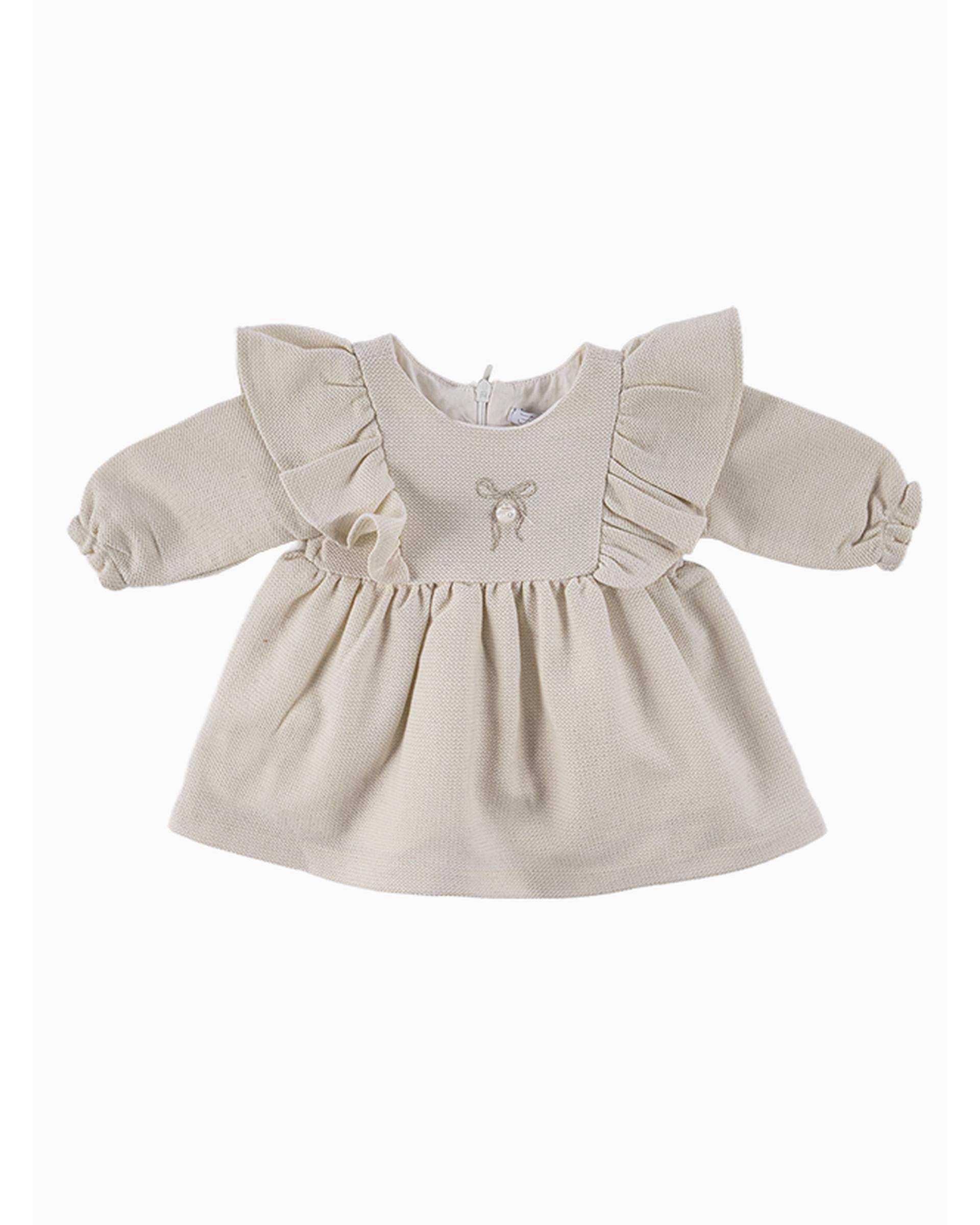 پیراهن دخترانه نوزادی استخوانی فیورلا Fiorella مدل پرنسس 1 کد 25508