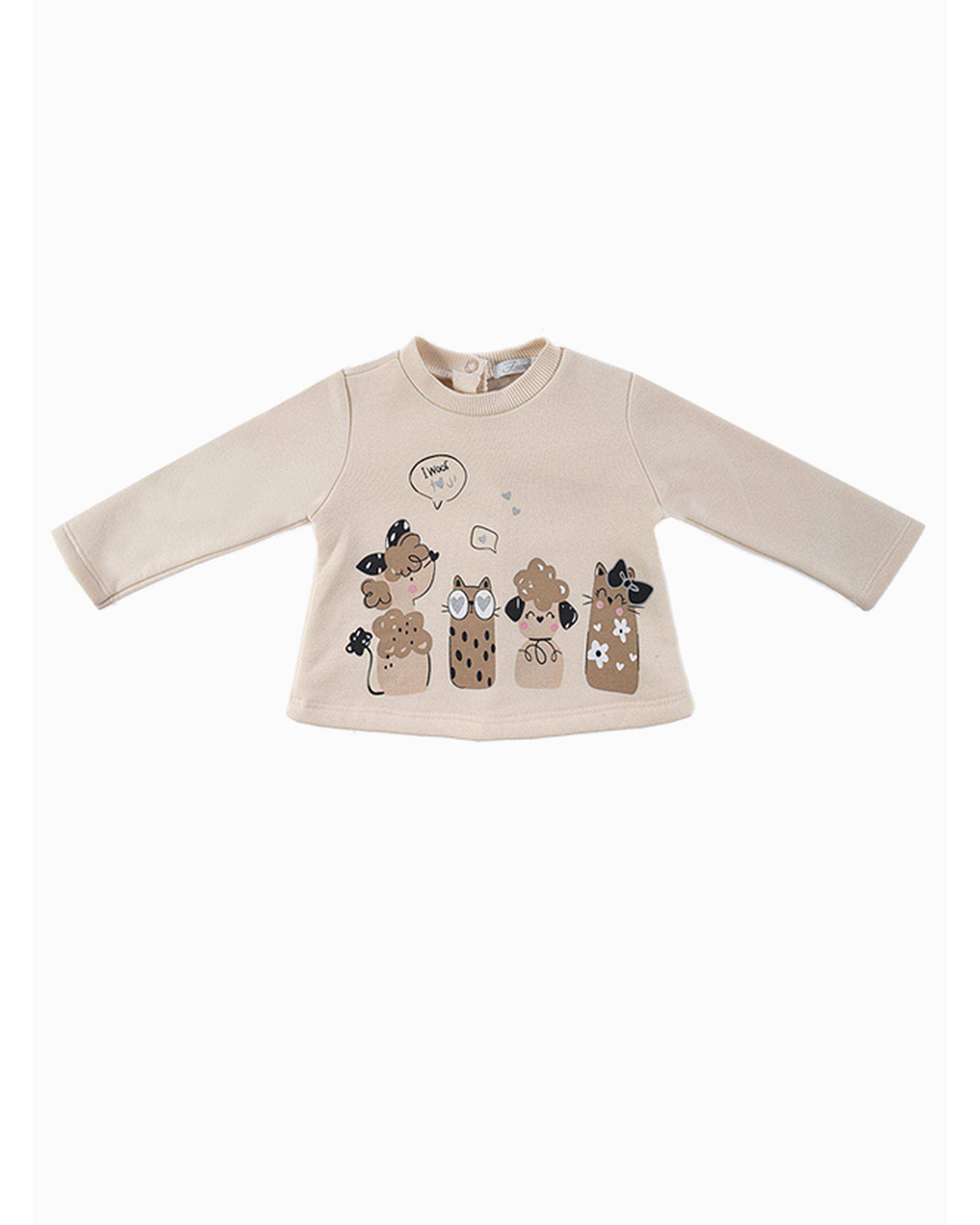 ست بلوز و دامن دخترانه نوزادی کرم فیورلا Fiorella مدل حیوانات کد 25513