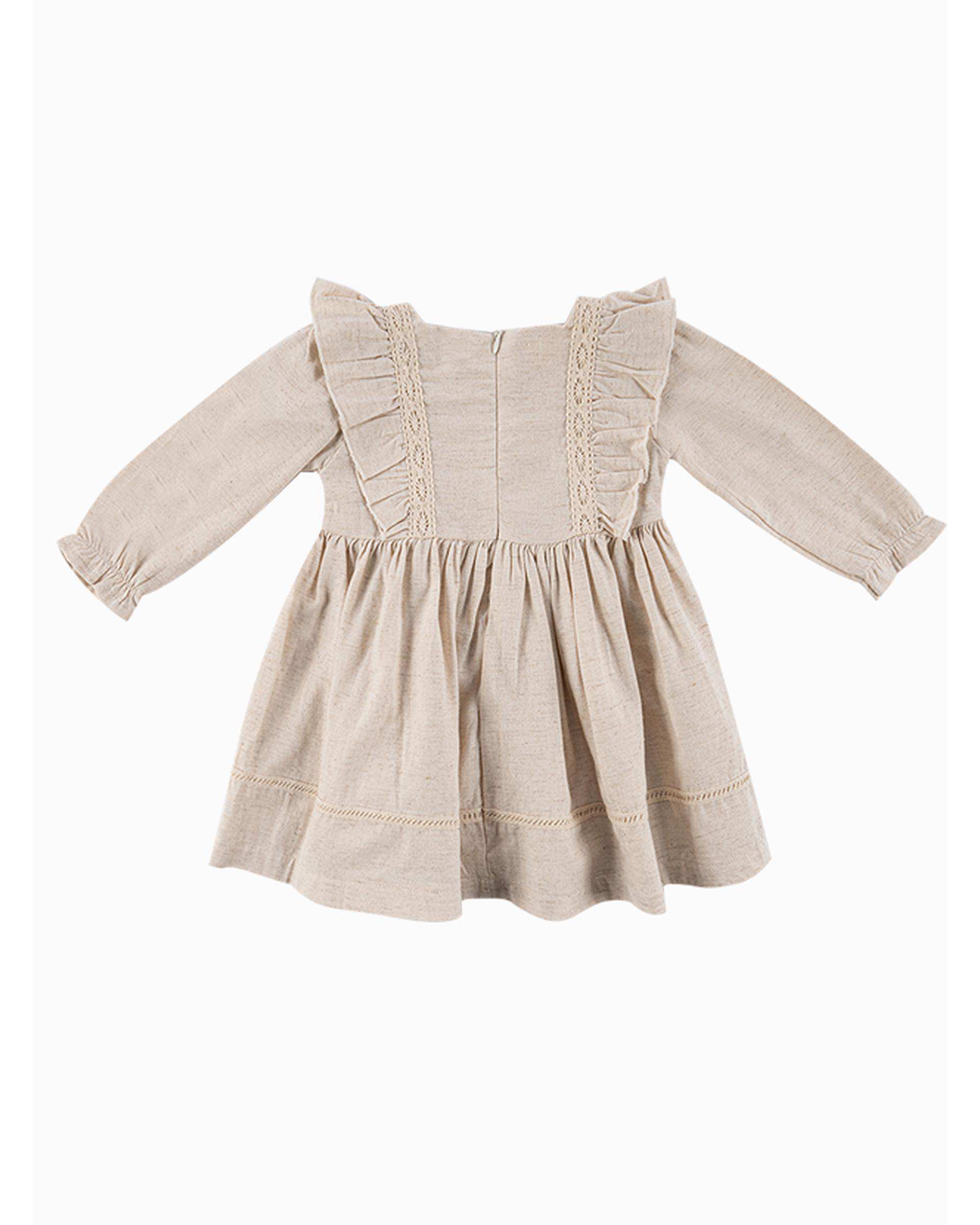 پیراهن دخترانه نوزادی کرم فیورلا Fiorella مدل ساناز کد 25518