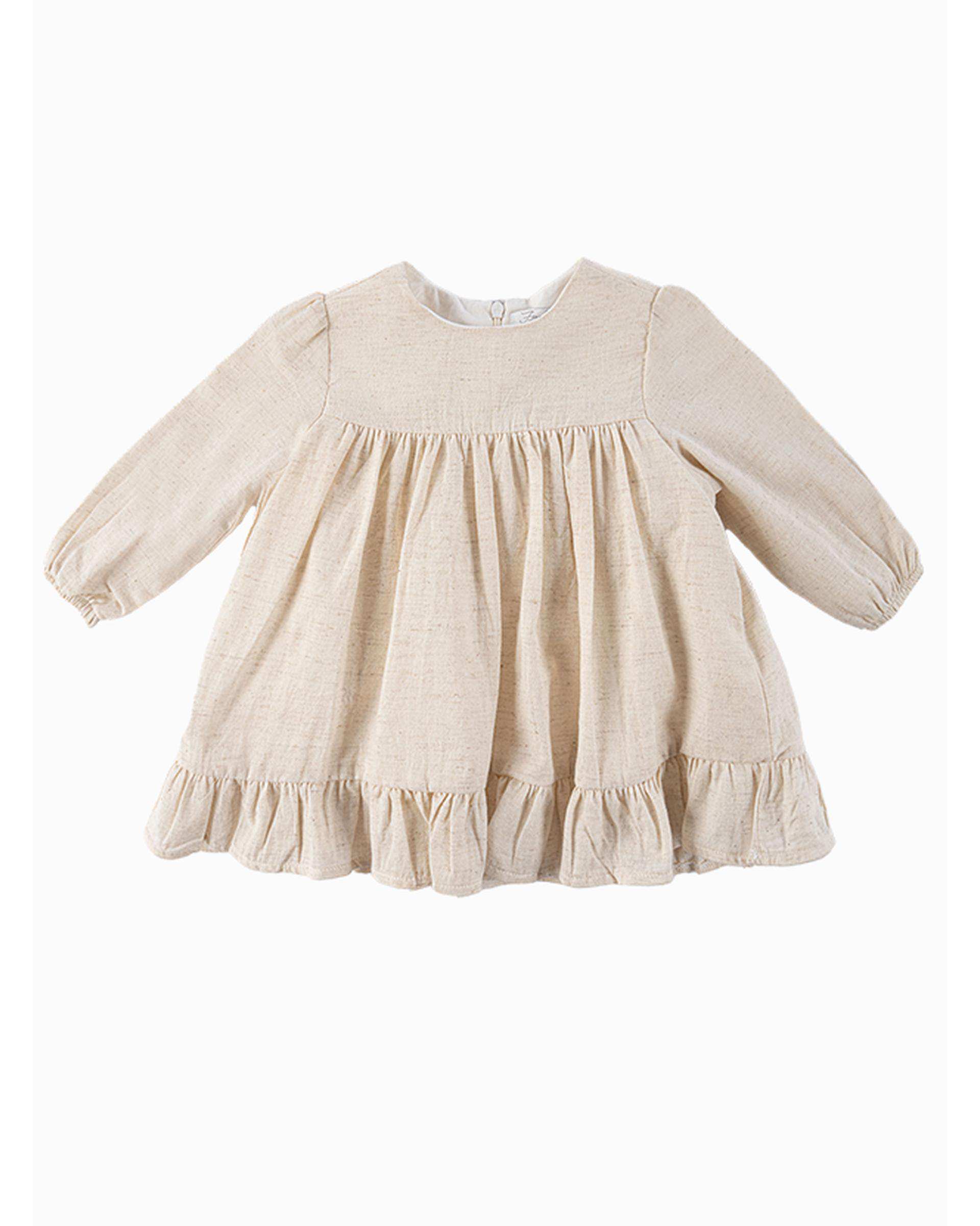 ست جلیقه و پیراهن دخترانه نوزادی استخوانی فیورلا Fiorella مدل یاس سلطان 1 کد 25519