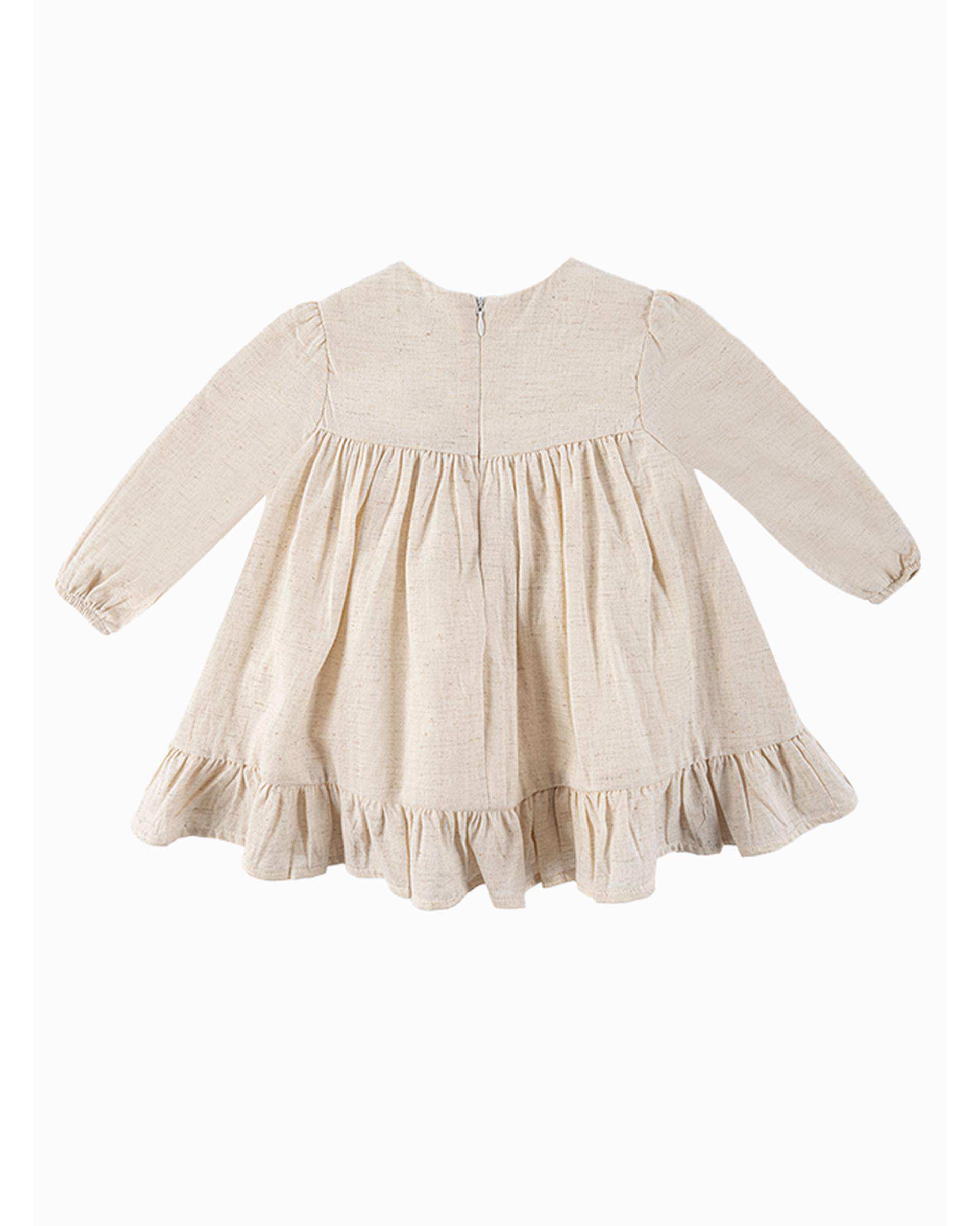 ست جلیقه و پیراهن دخترانه نوزادی استخوانی فیورلا Fiorella مدل یاس سلطان 1 کد 25519