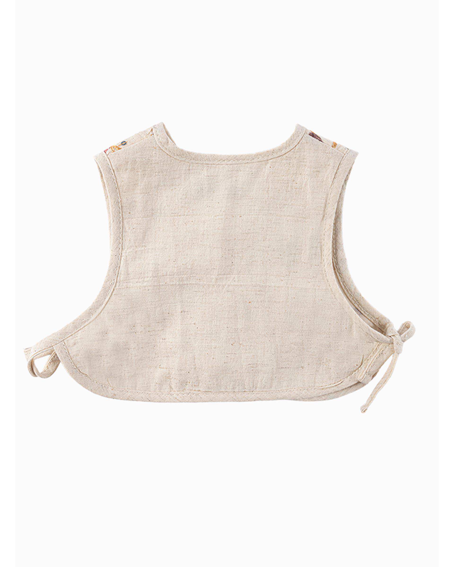 ست جلیقه و پیراهن دخترانه نوزادی استخوانی فیورلا Fiorella مدل یاس سلطان 1 کد 25519