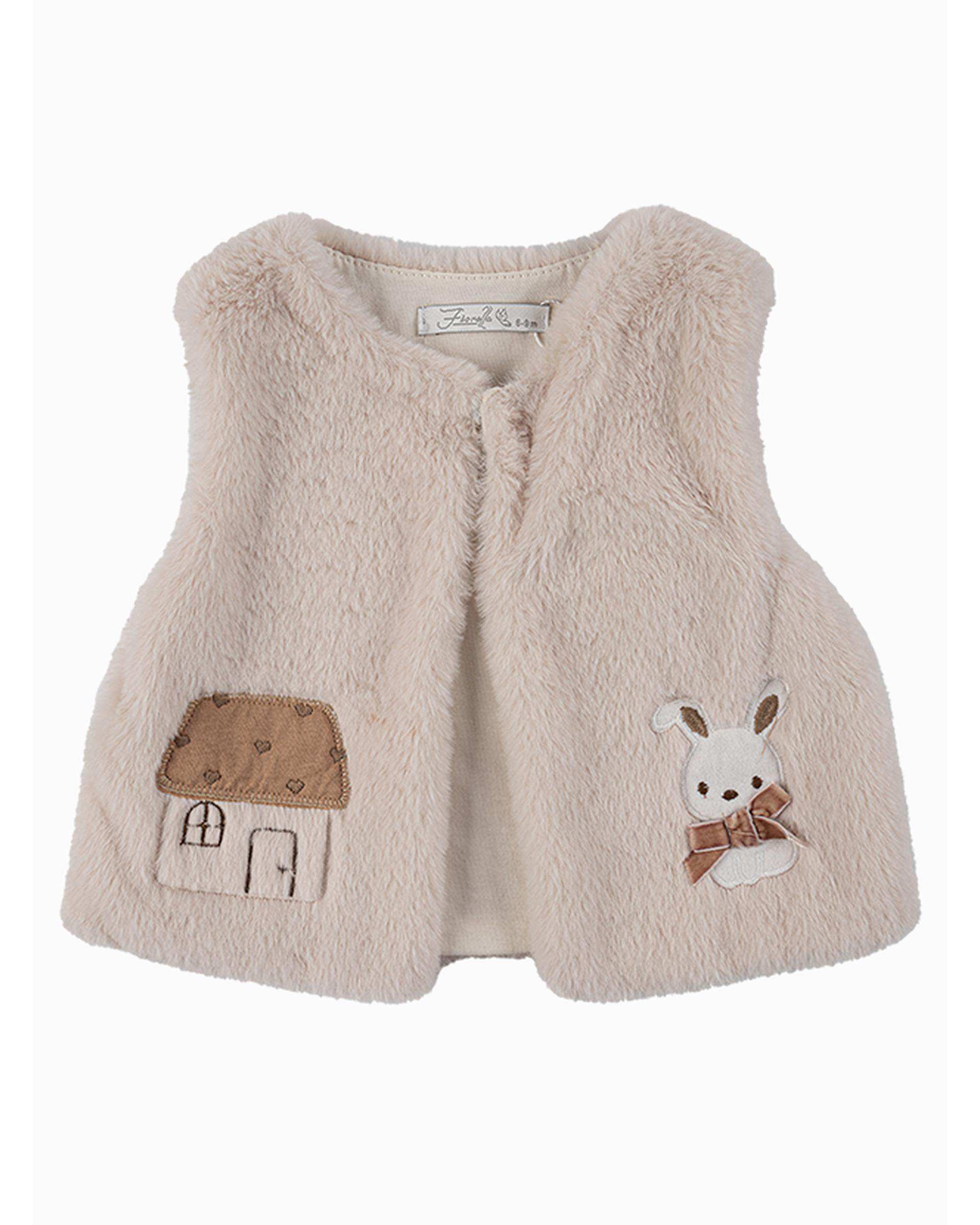 ست سه تکه لباس دخترانه نوزادی استخوانی فیورلا Fiorella مدل خرگوش و خانه کد 25523