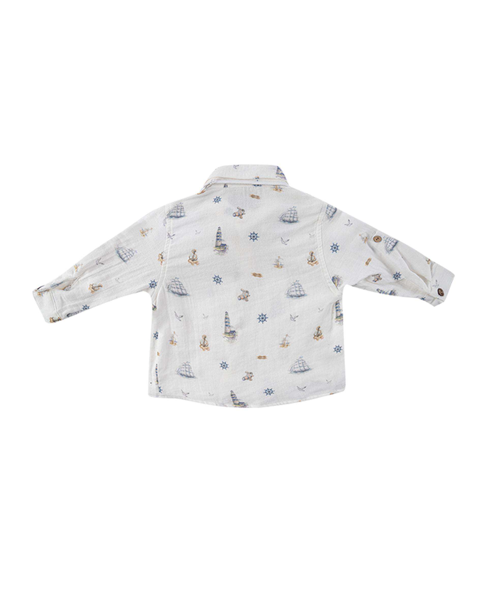 ست شومیز و شلوار پسرانه نوزادی آبی فیورلا Fiorella مدل کشتی کد 25545