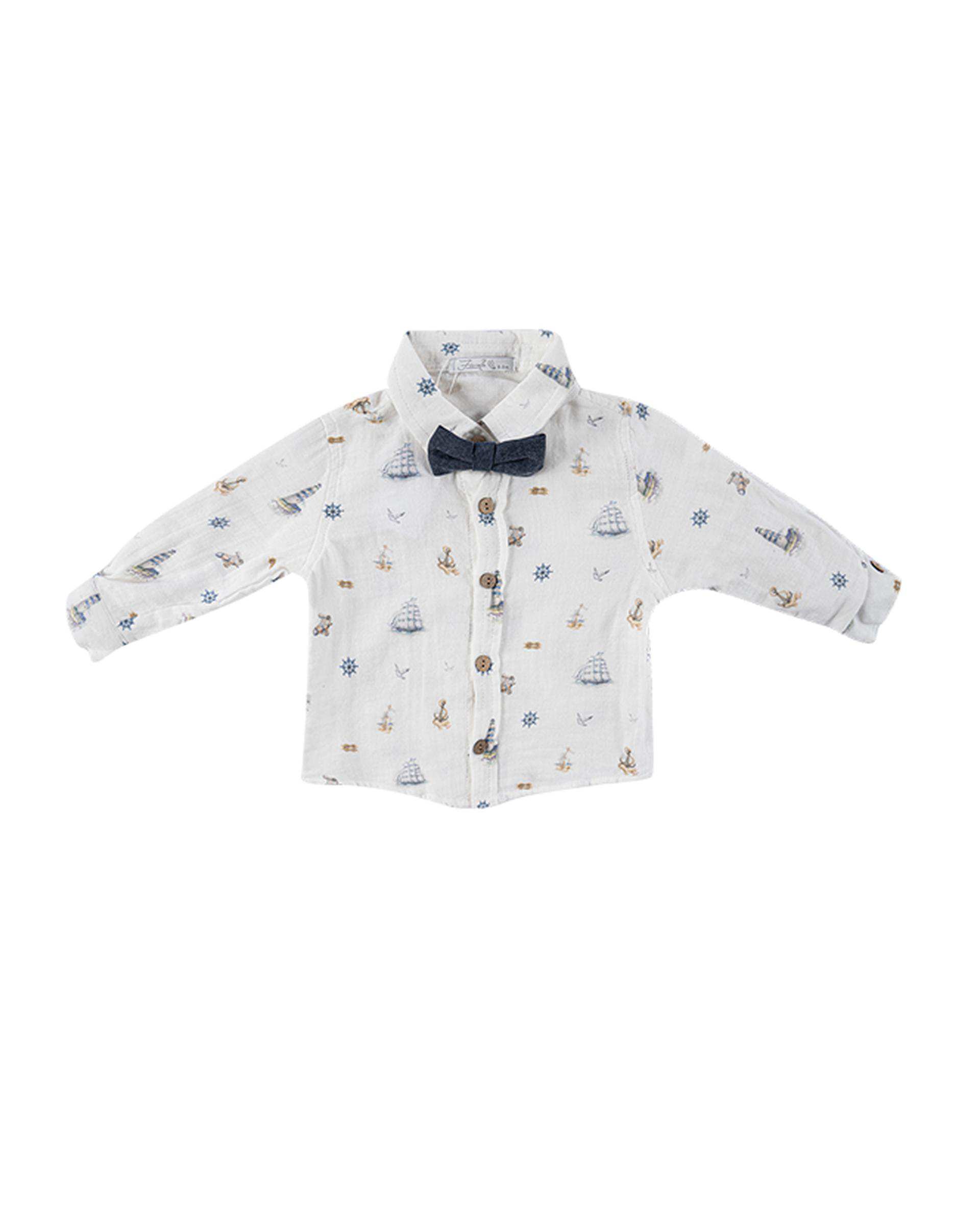 ست شومیز و شلوار پسرانه نوزادی آبی فیورلا Fiorella مدل کشتی کد 25545