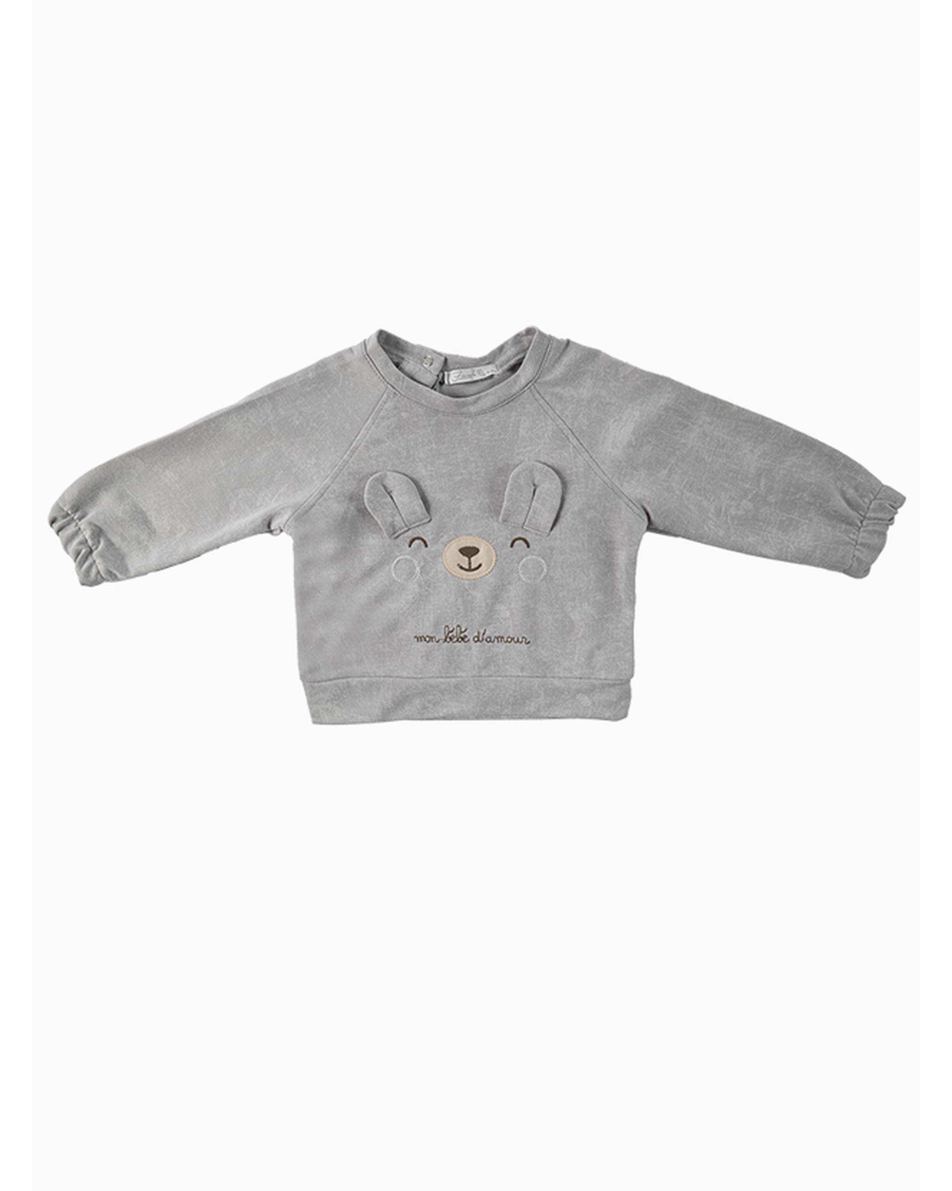 ست بلوز و شلوار پسرانه نوزادی طوسی فیورلا Fiorella مدل خرگوش کد 25547