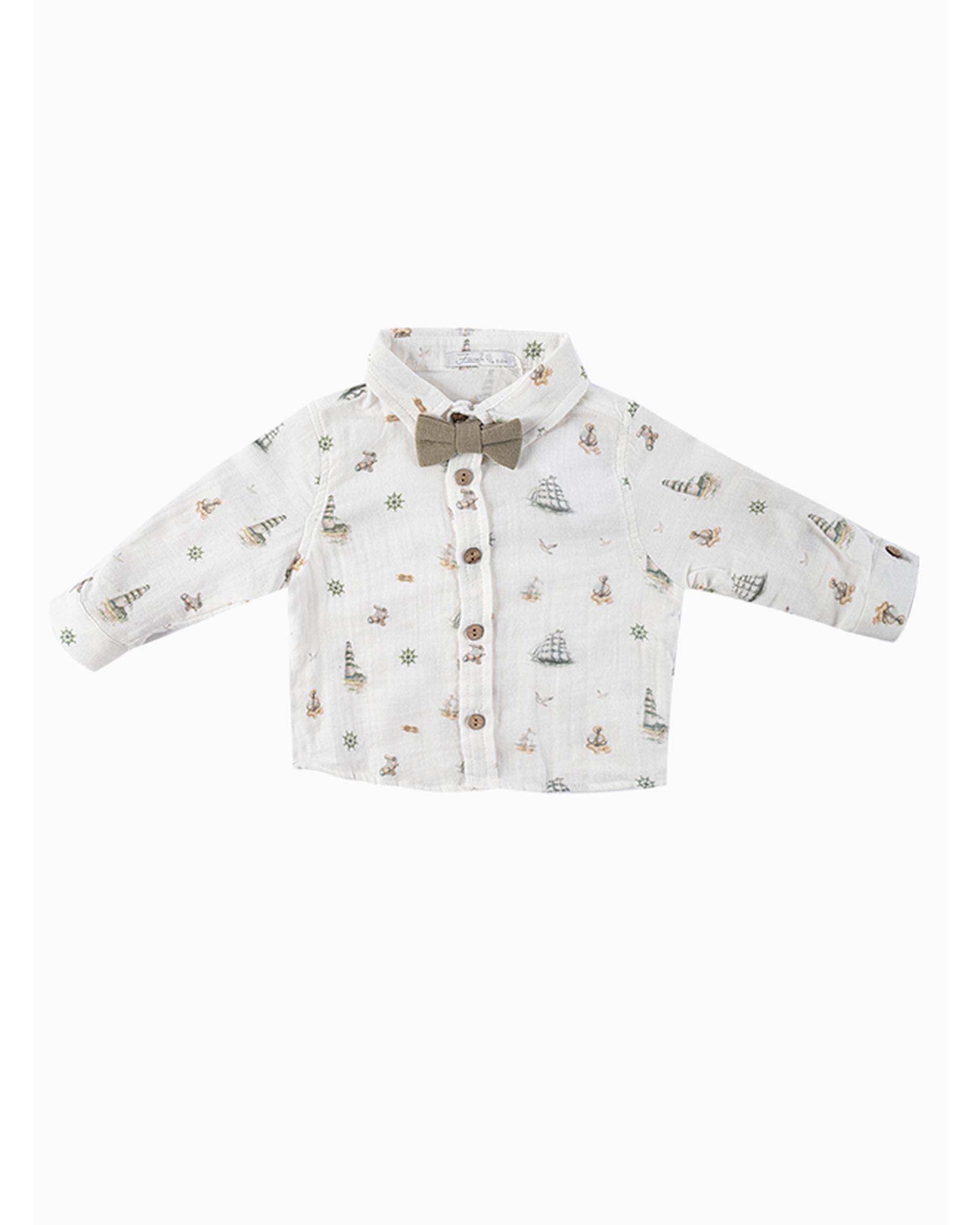 ست شومیز و شلوار پسرانه نوزادی سبز فیورلا Fiorella مدل کشتی کد 25548