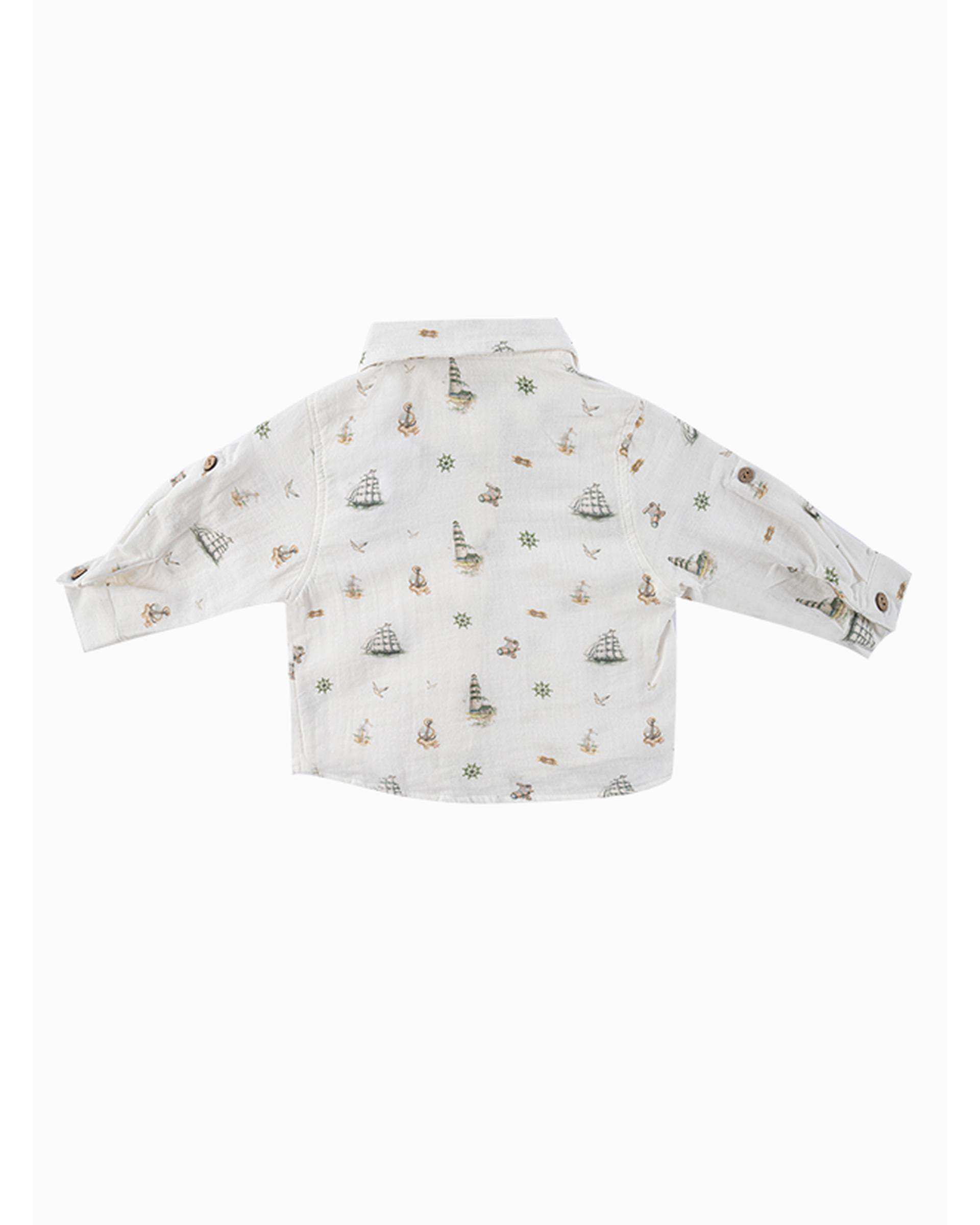 ست شومیز و شلوار پسرانه نوزادی سبز فیورلا Fiorella مدل کشتی کد 25548