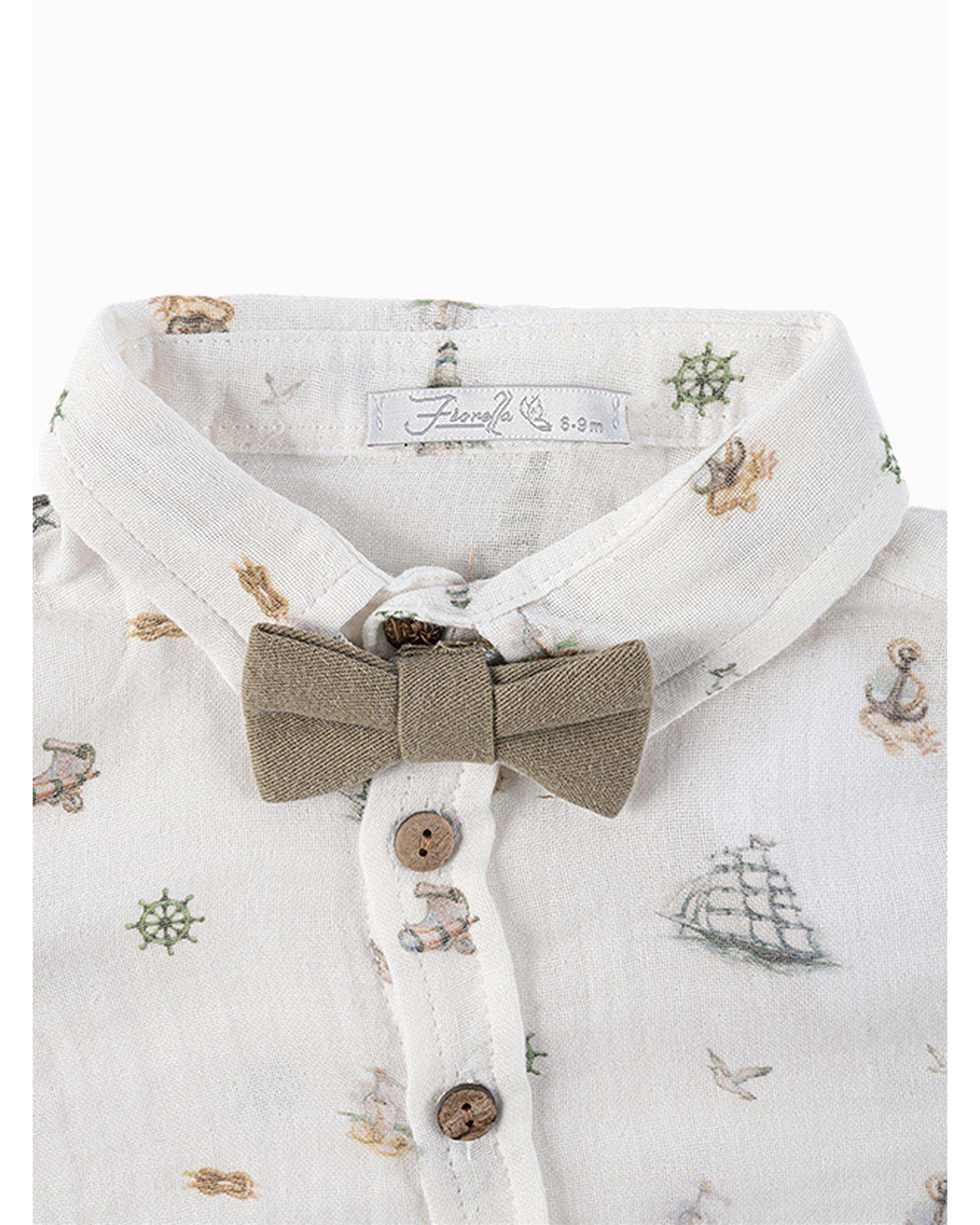 ست شومیز و شلوار پسرانه نوزادی سبز فیورلا Fiorella مدل کشتی کد 25548