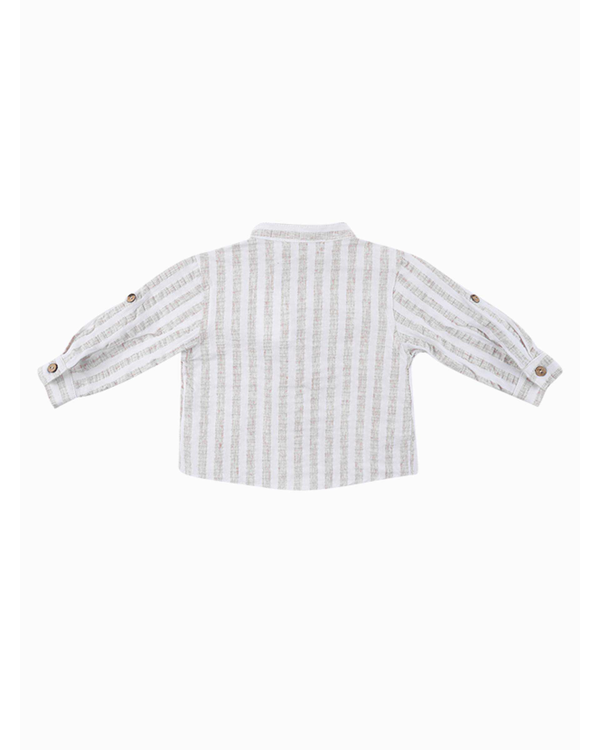 ست شومیز و شلوار پسرانه نوزادی کرم فیورلا Fiorella مدل آرش کد 25551