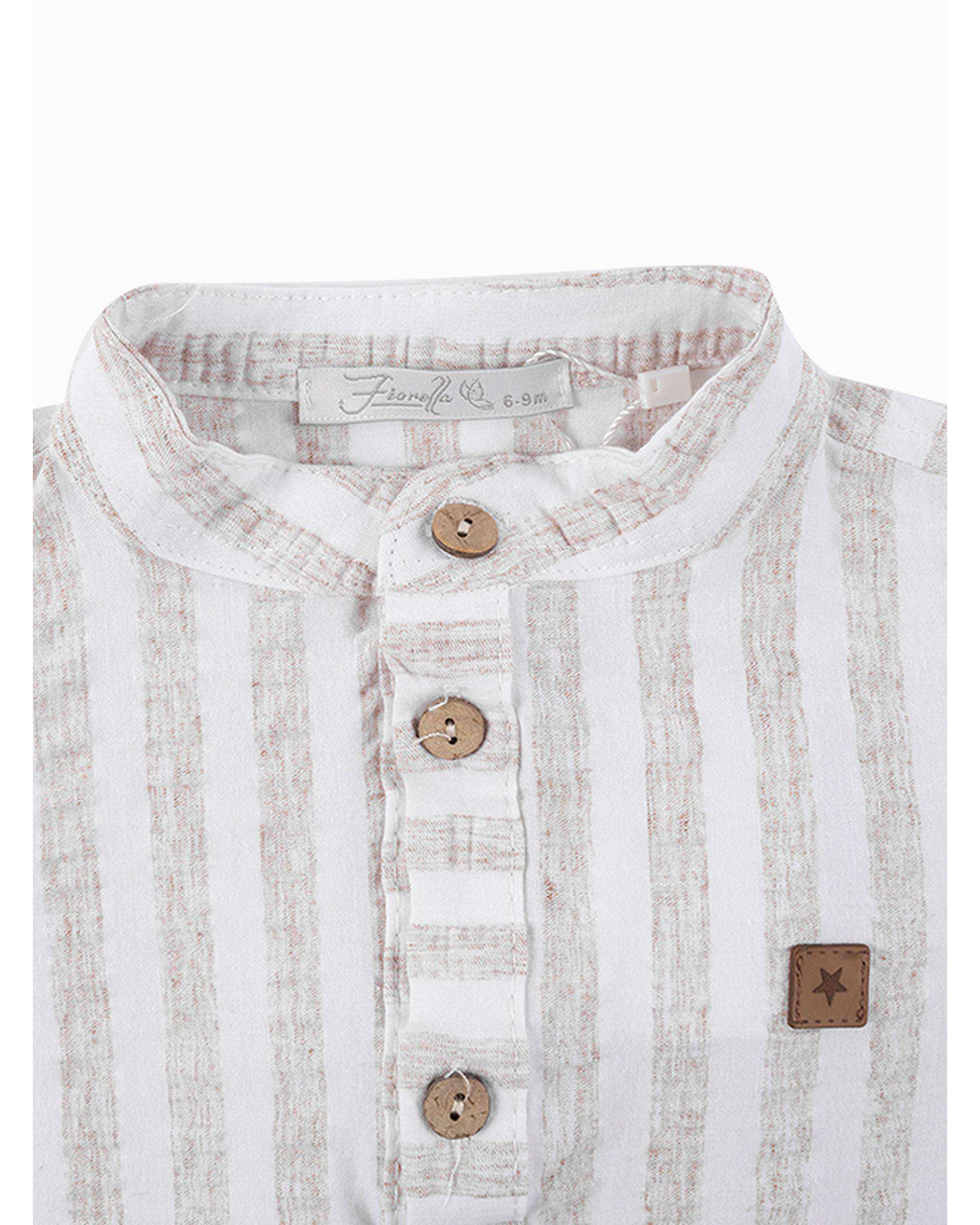 ست شومیز و شلوار پسرانه نوزادی کرم فیورلا Fiorella مدل آرش کد 25551