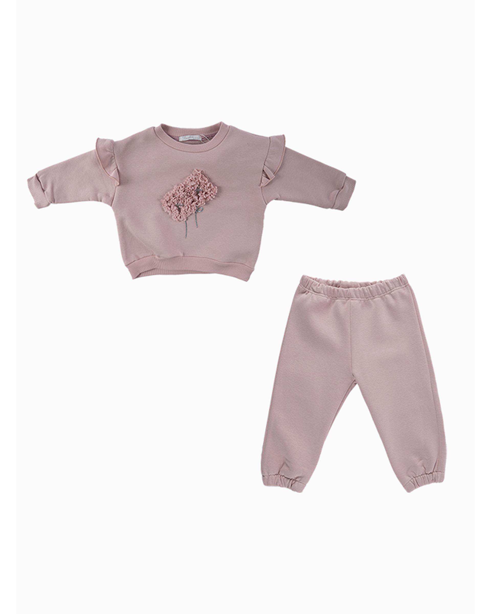 ست بلوز و شلوار دخترانه نوزادی صورتی فیورلا Fiorella مدل پریچهر کد 25559