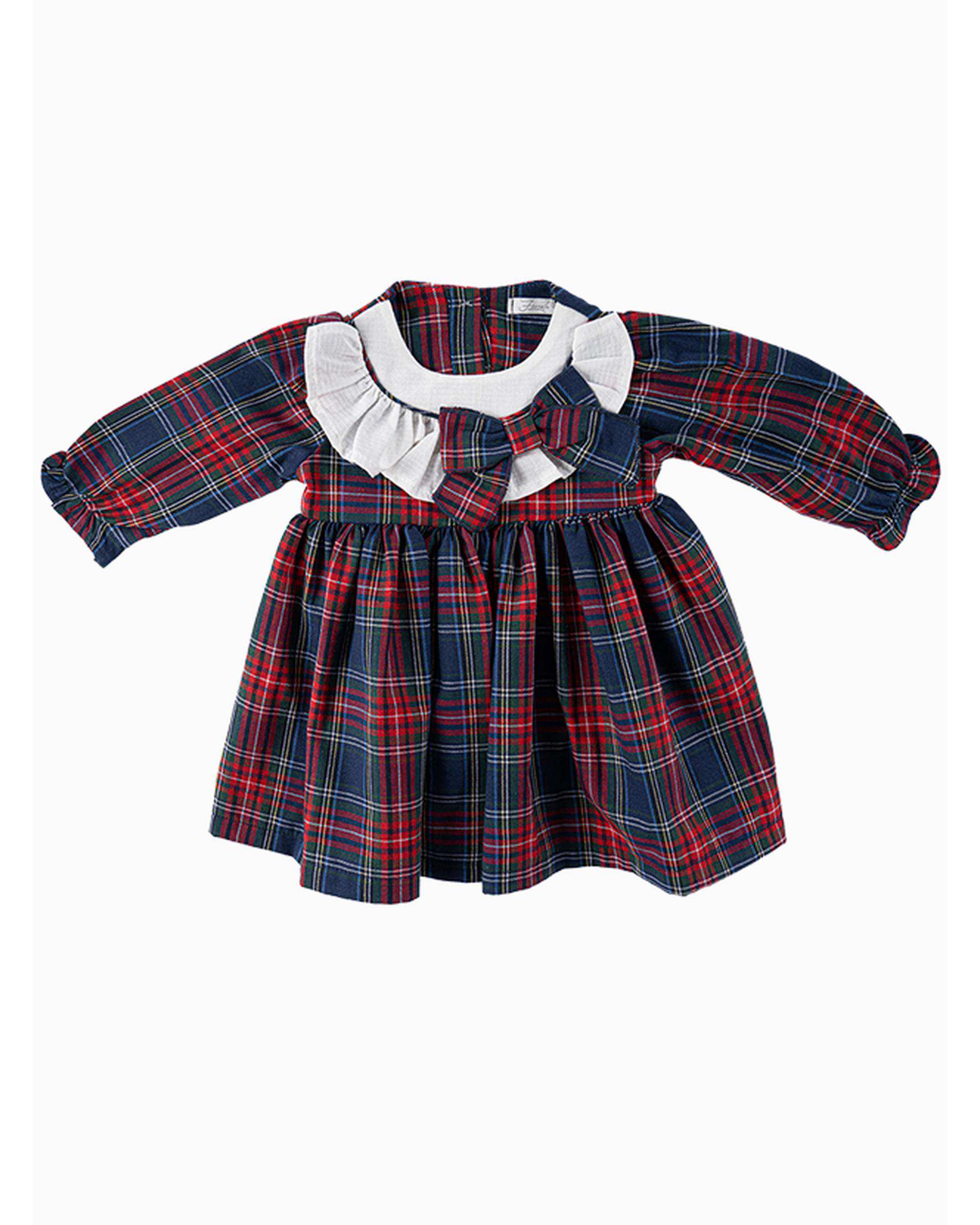 پیراهن دخترانه نوزادی سرمه ای قرمز فیورلا Fiorella مدل سولماز کد 25560