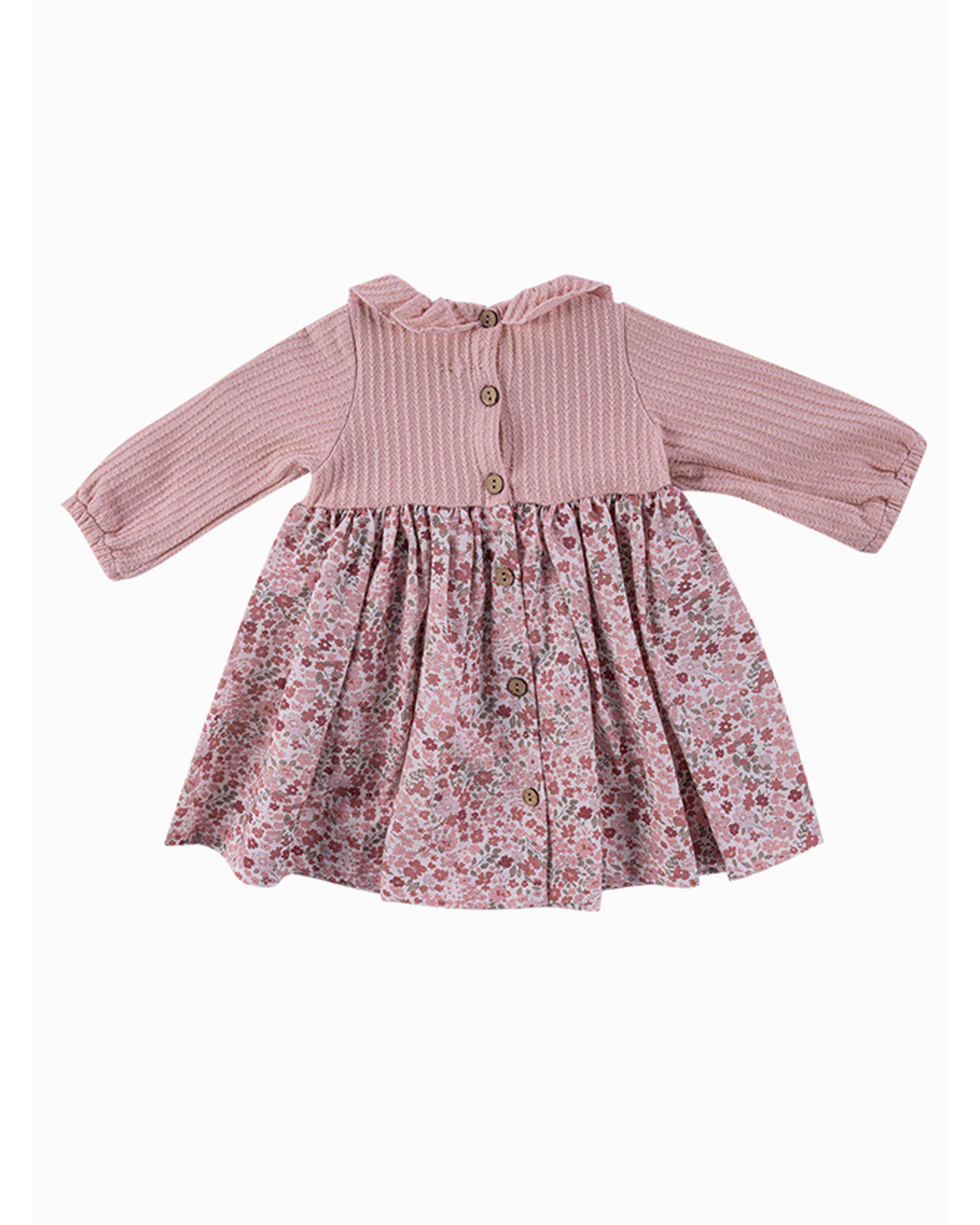 پیراهن دخترانه نوزادی صورتی فیورلا Fiorella مدل صنم کد 25564