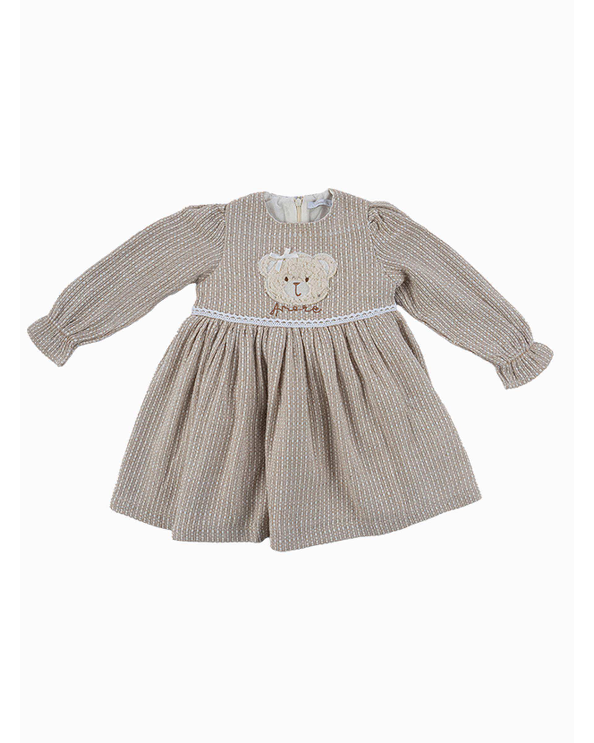 پیراهن دخترانه کرم فیورلا Fiorella مدل خرس کوچولو 2 کد 35511