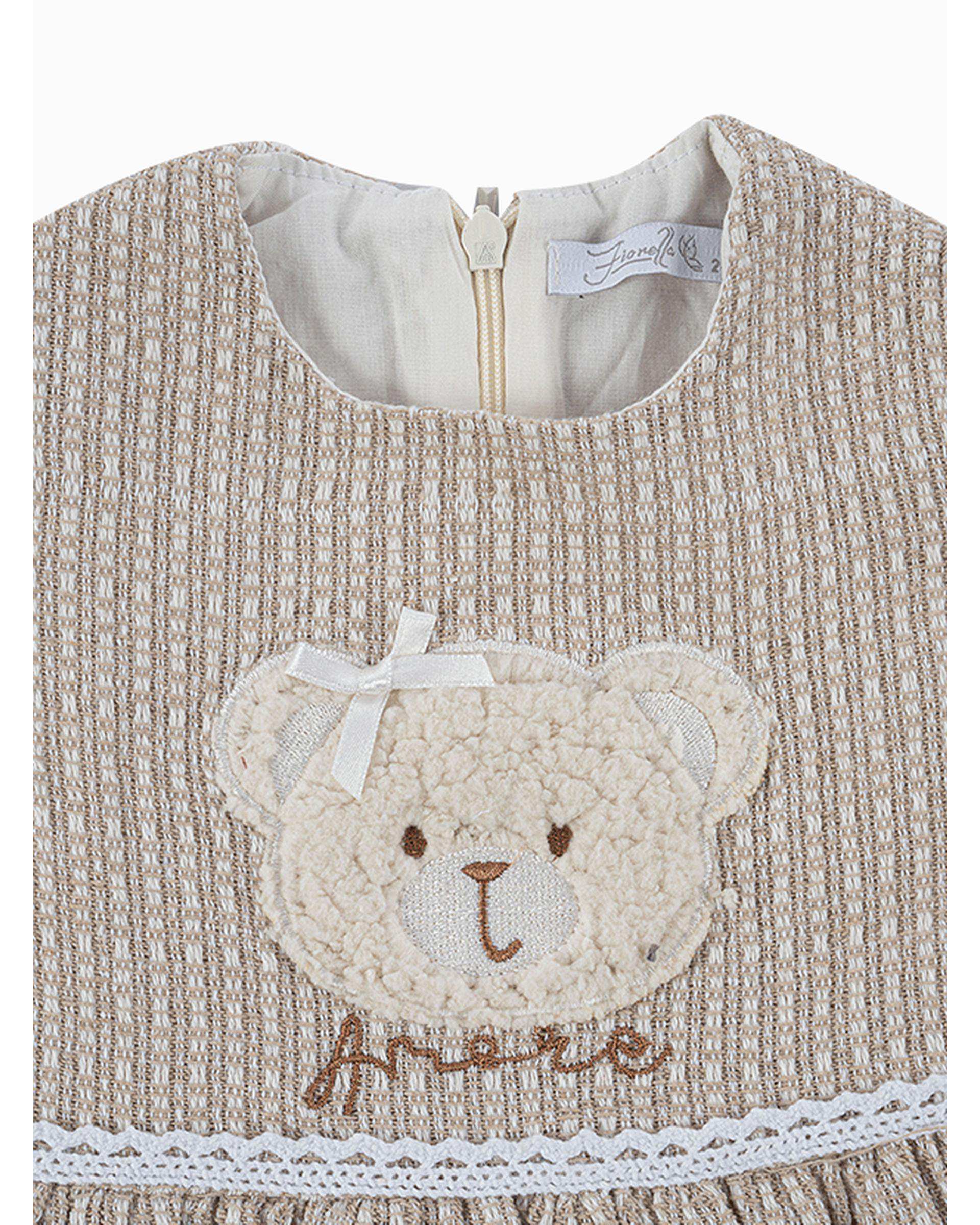 پیراهن دخترانه کرم فیورلا Fiorella مدل خرس کوچولو 2 کد 35511